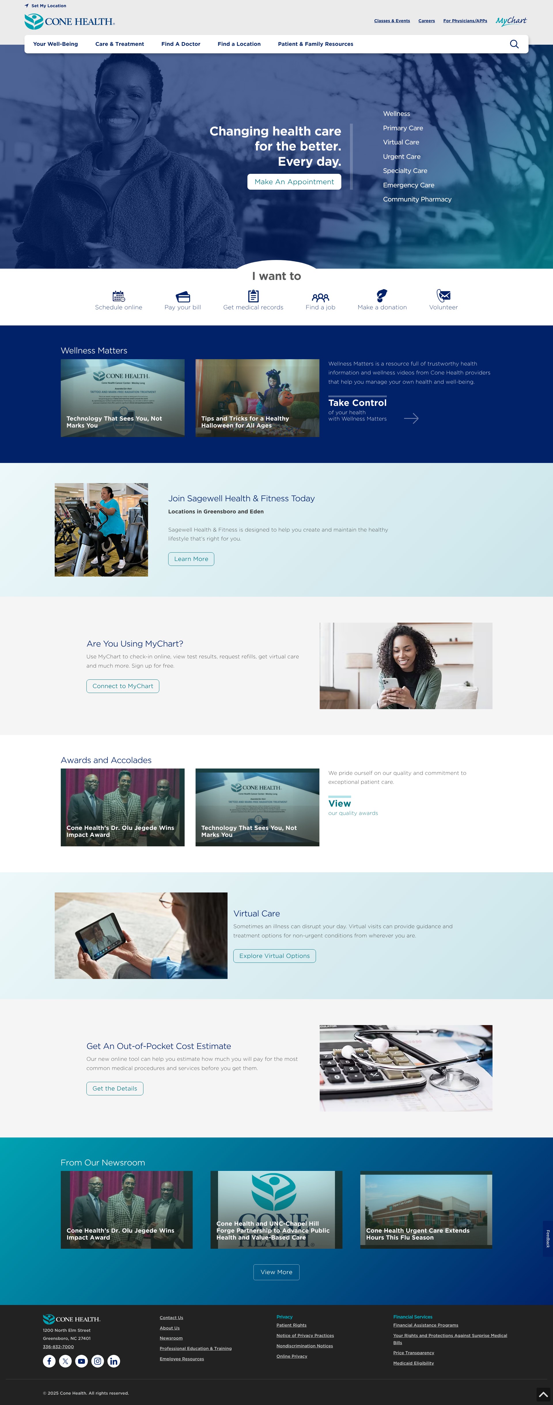Screenshot of conehealth.com