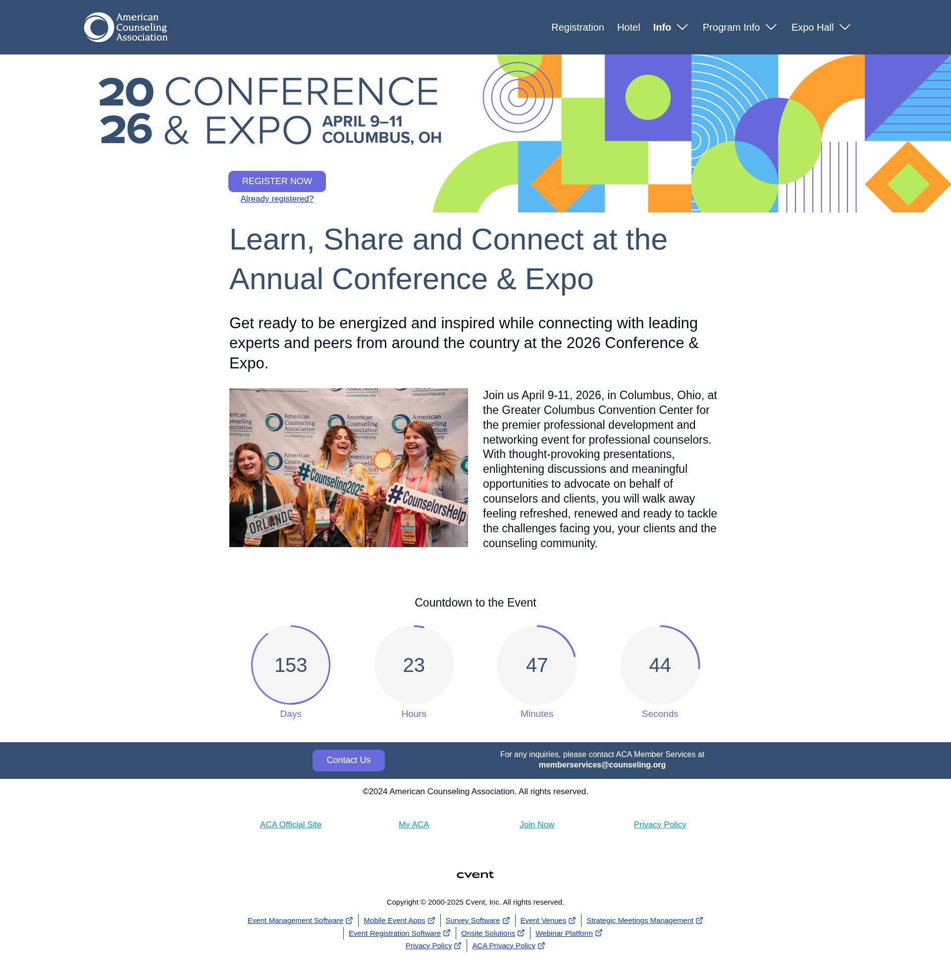 Screenshot of conference.counseling.org