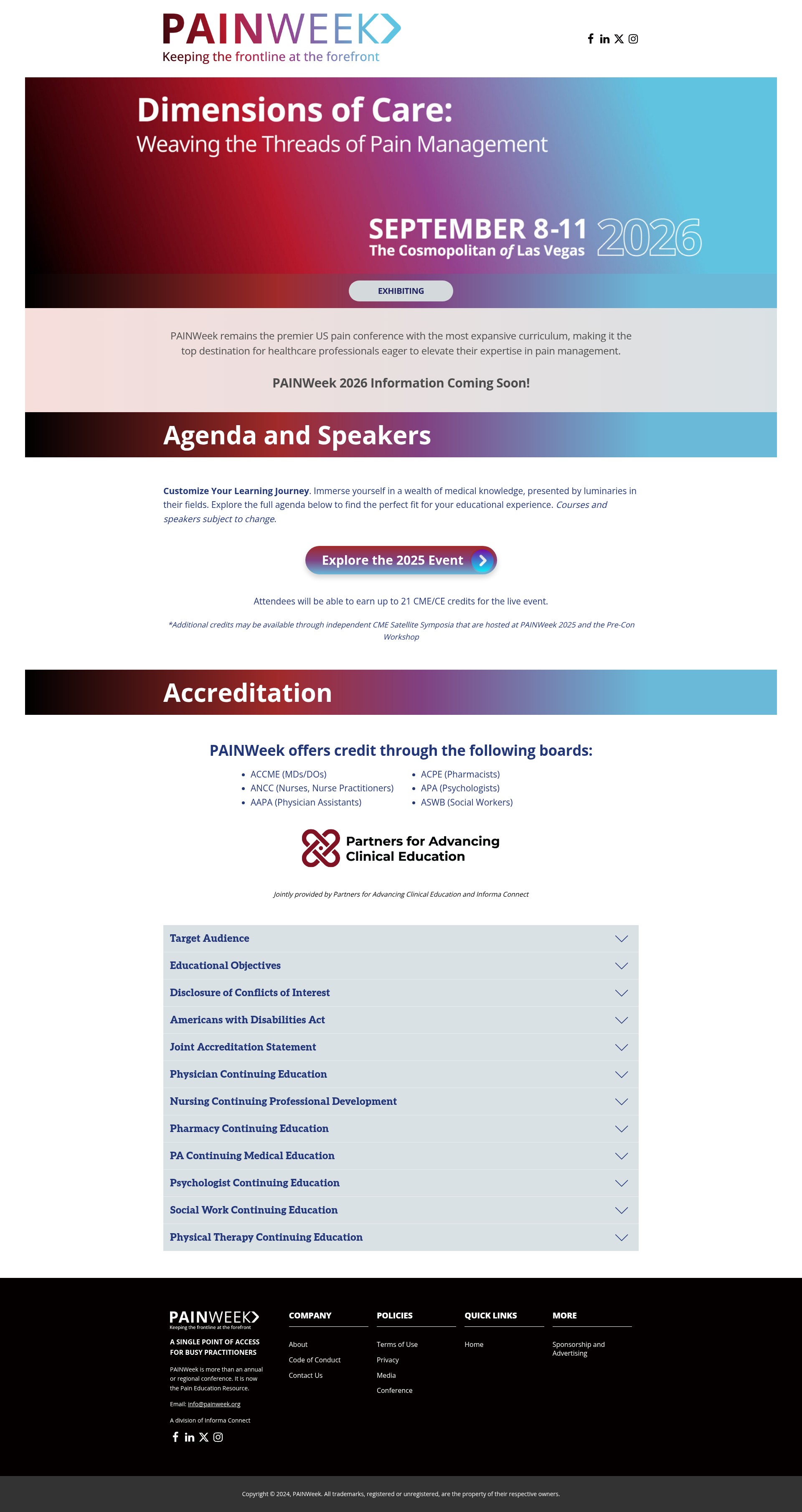 Screenshot of conference.painweek.org