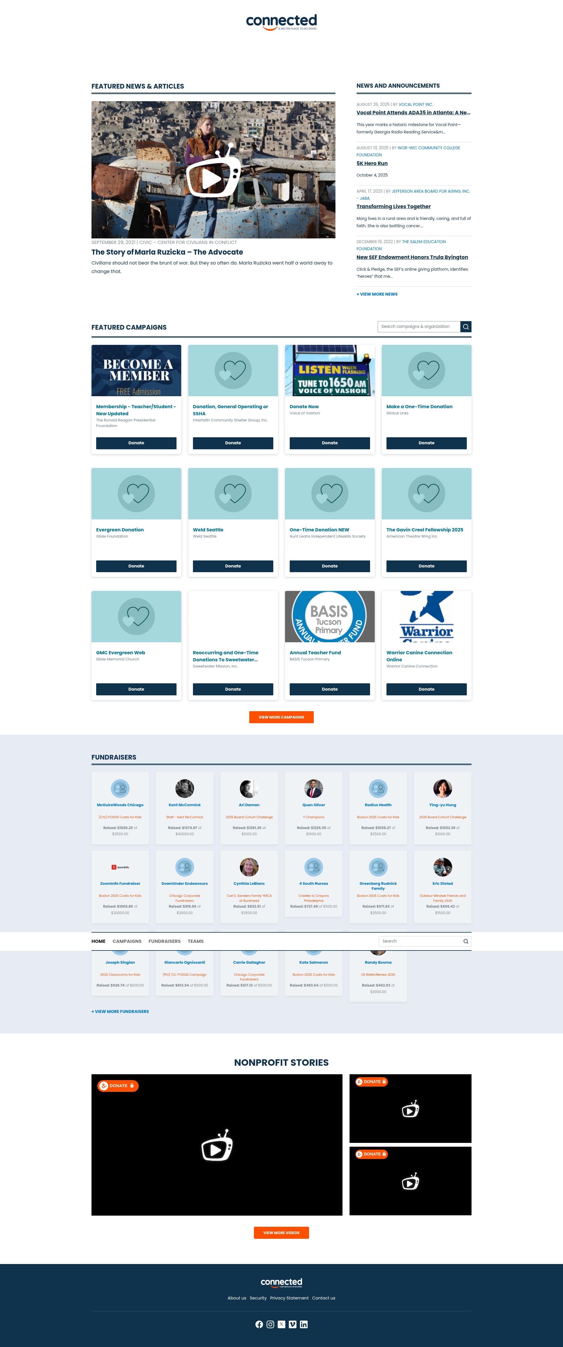 Screenshot of connect.clickandpledge.com