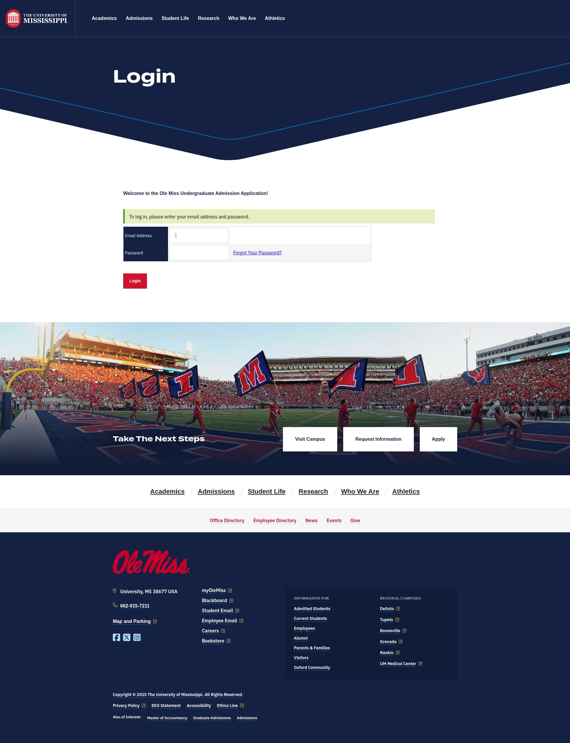 Screenshot of connect.olemiss.edu