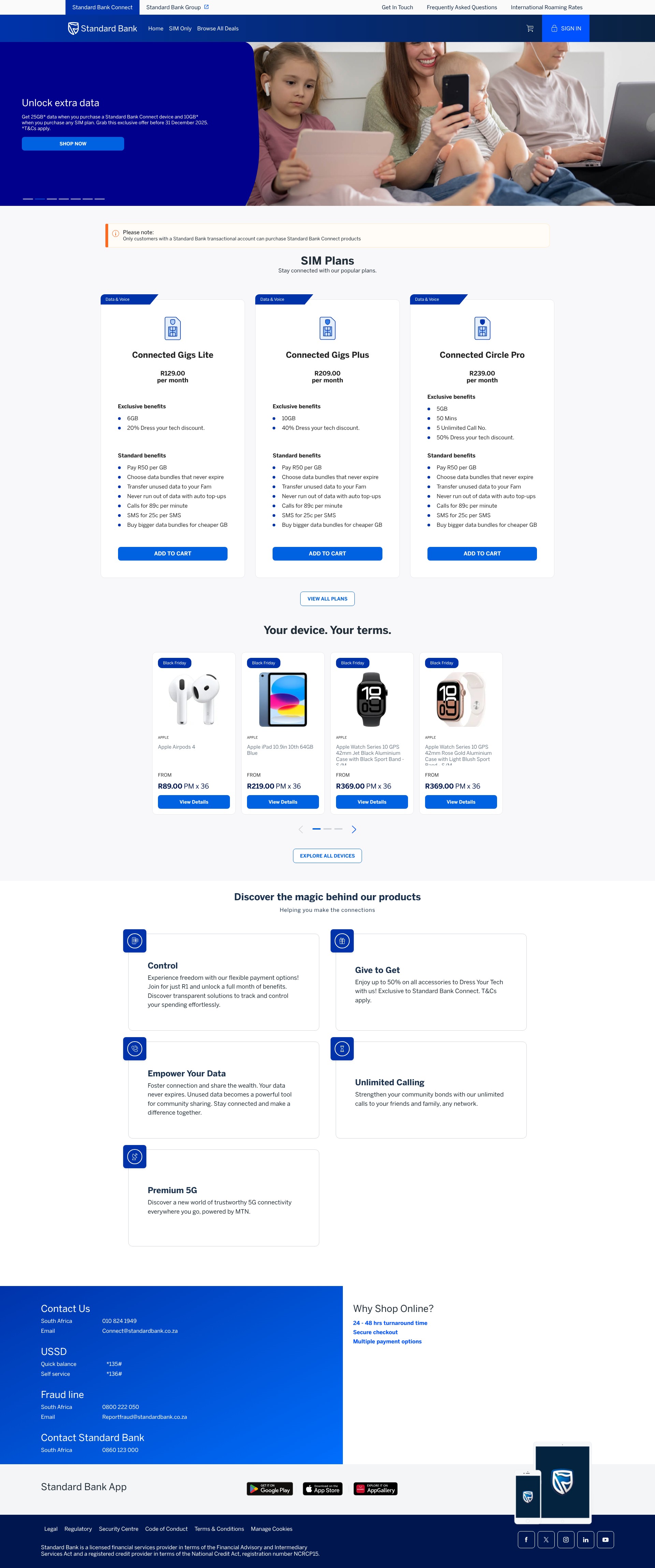 Screenshot of connect.standardbank.co.za