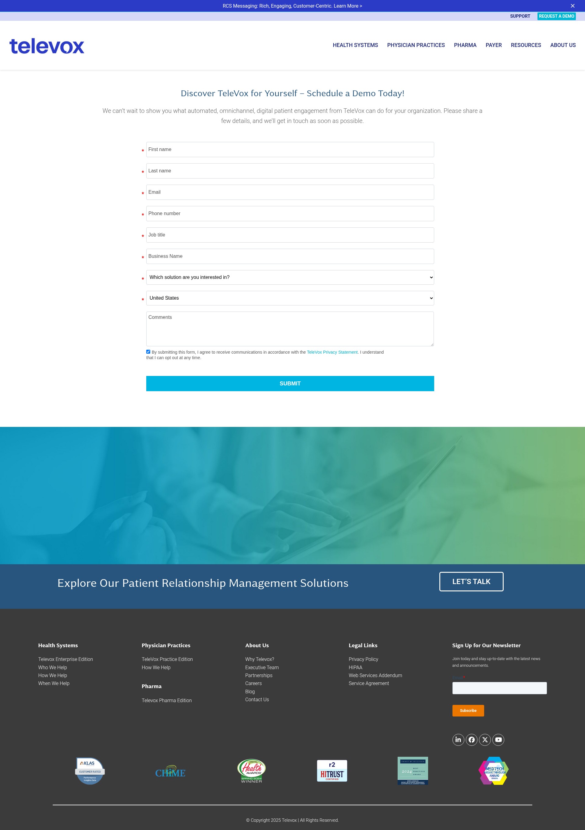 Screenshot of connect.televox.com