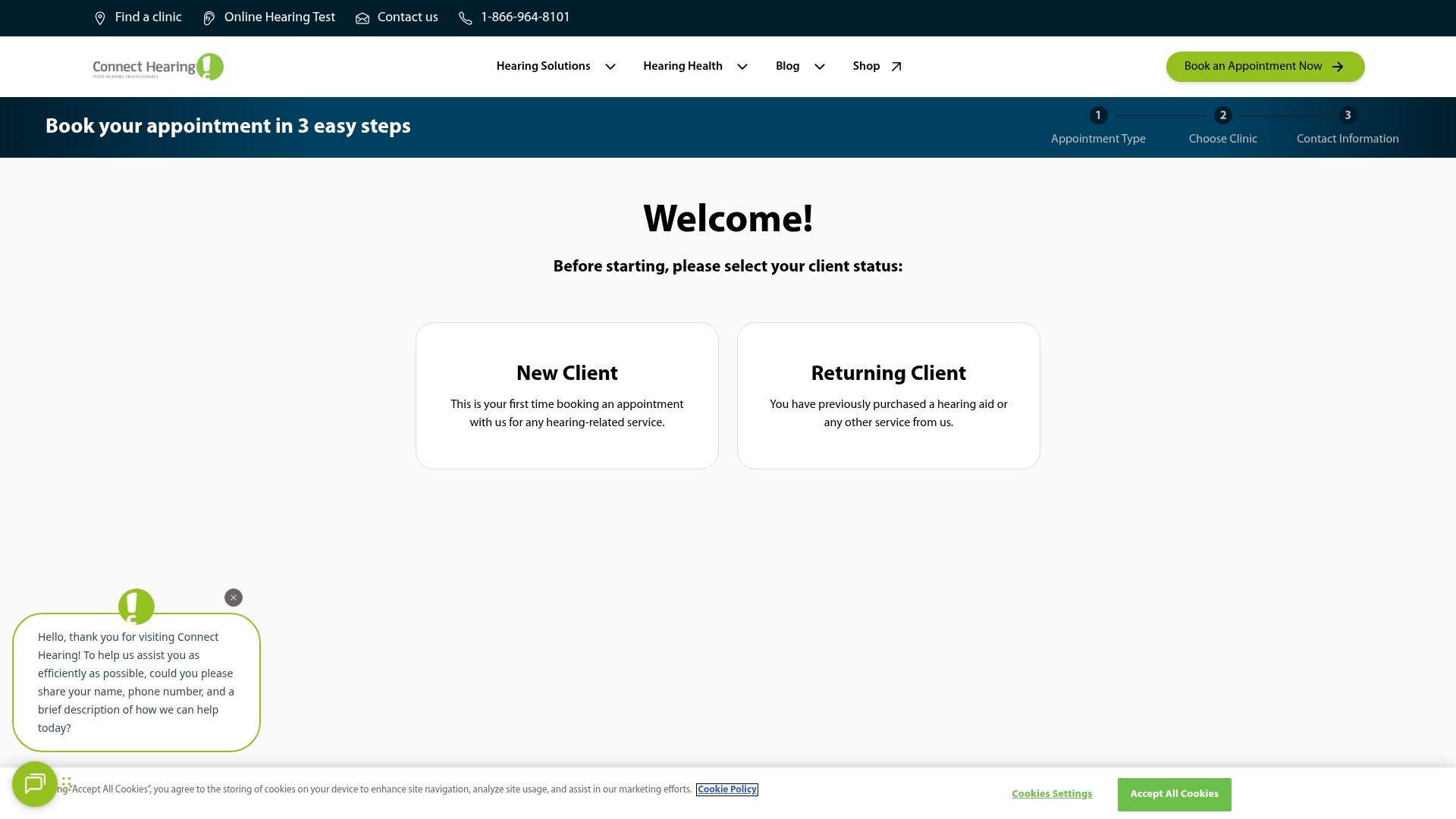 Screenshot of connecthearing.ca