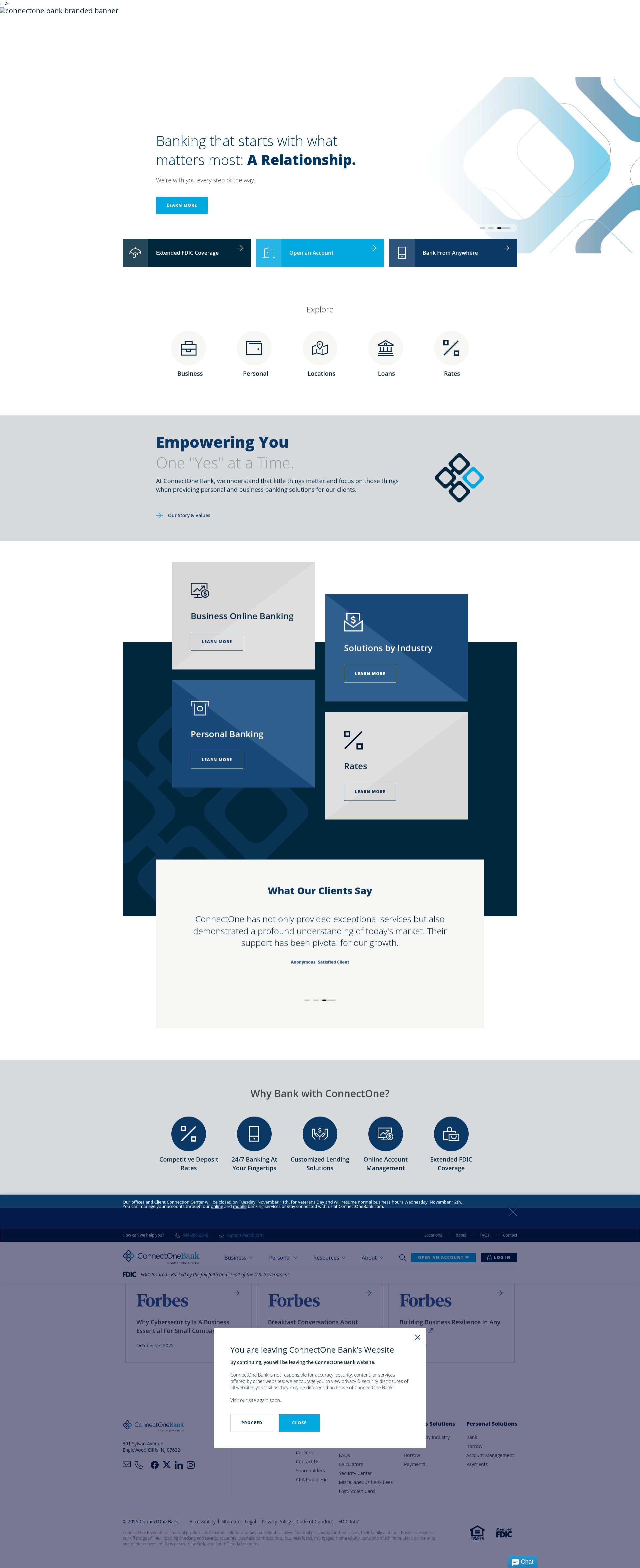 Screenshot of connectonebank.com