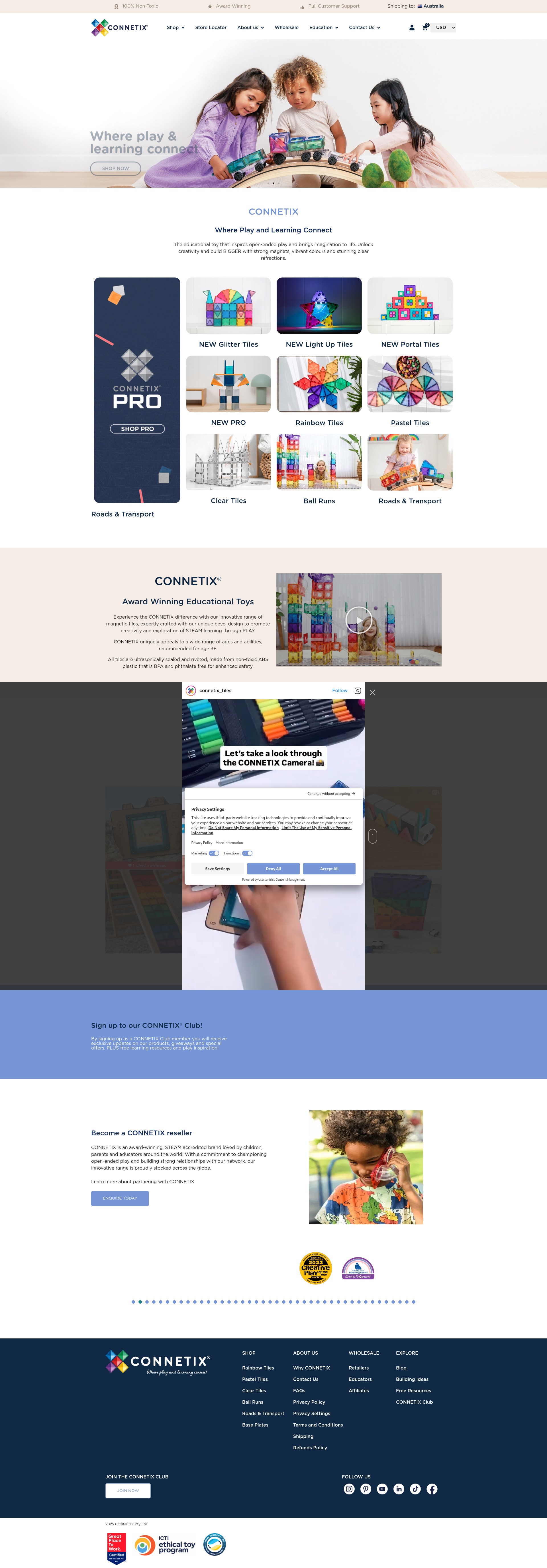 Screenshot of connetixtiles.com