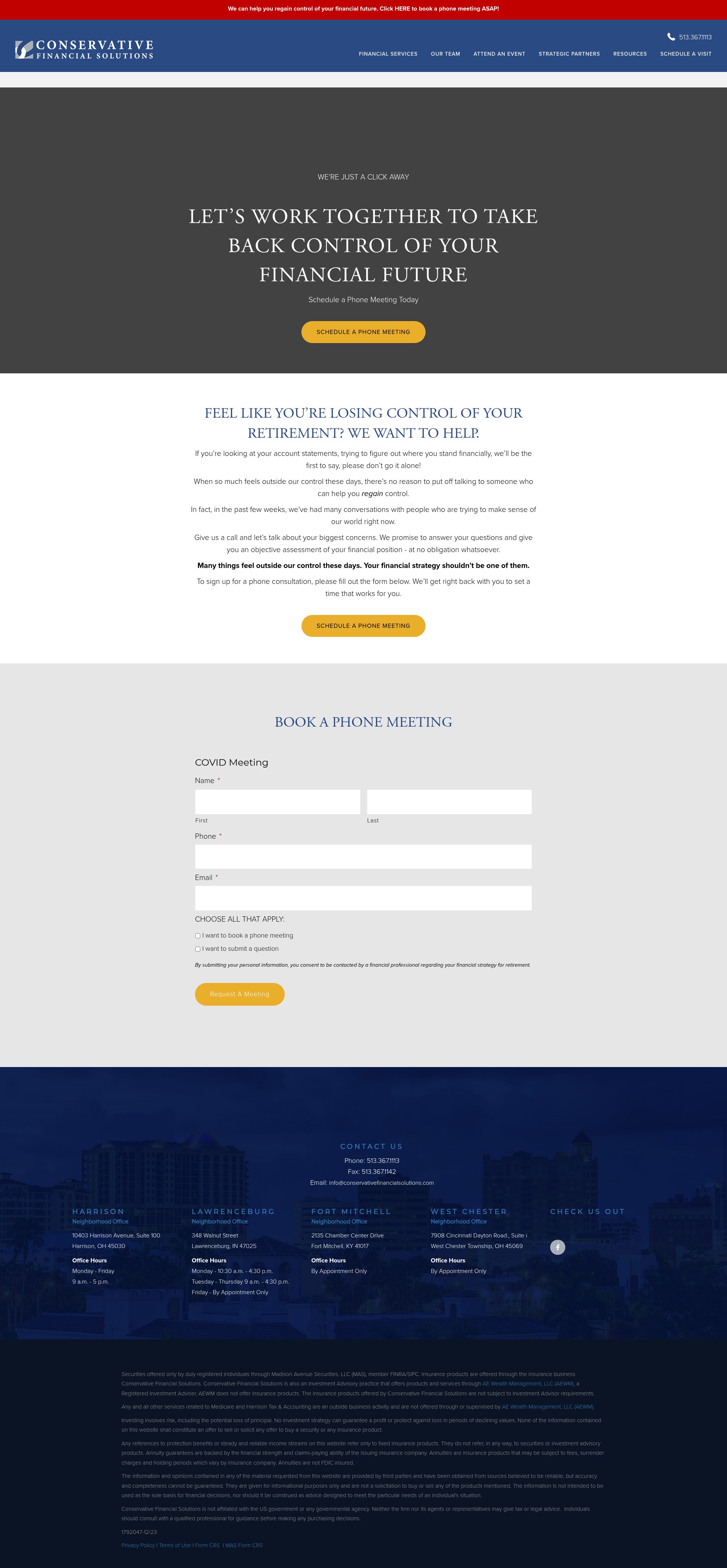 Screenshot of conservativefinancialsolutions.com