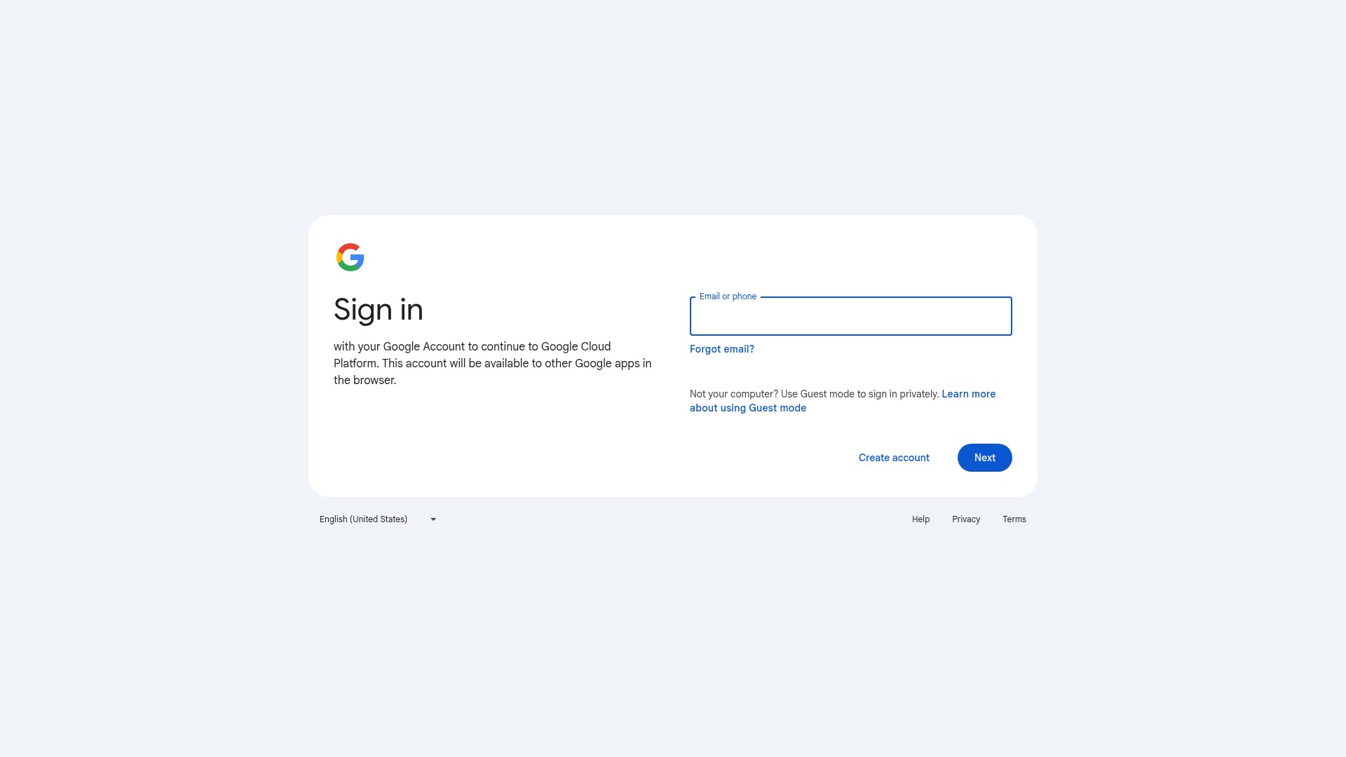 Screenshot of console.cloud.google.com