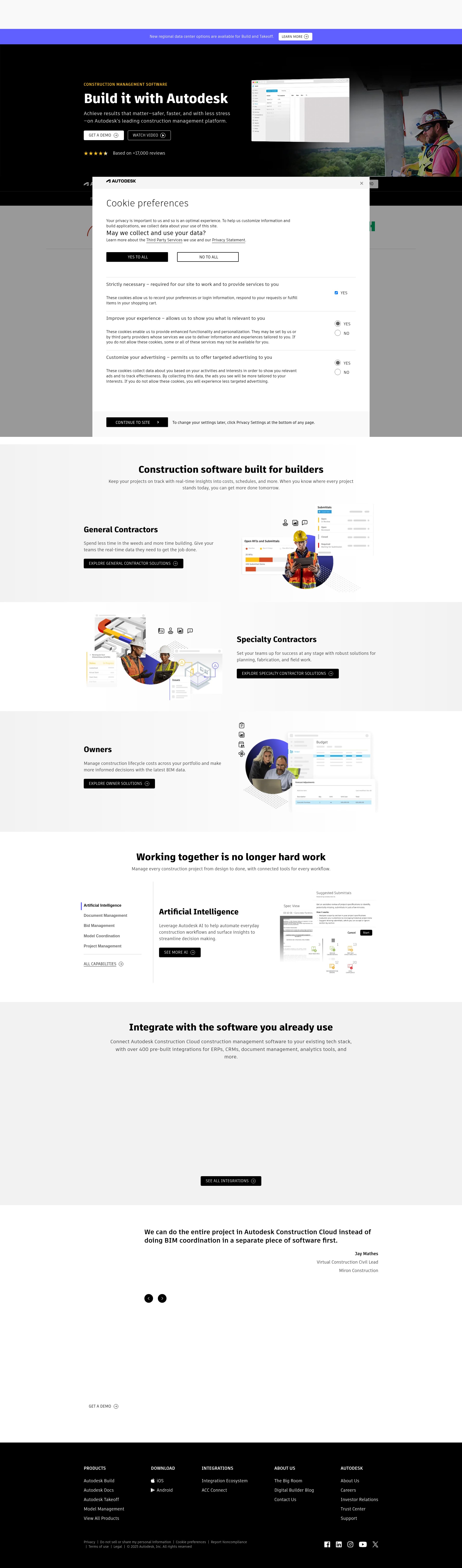 Screenshot of construction.autodesk.com
