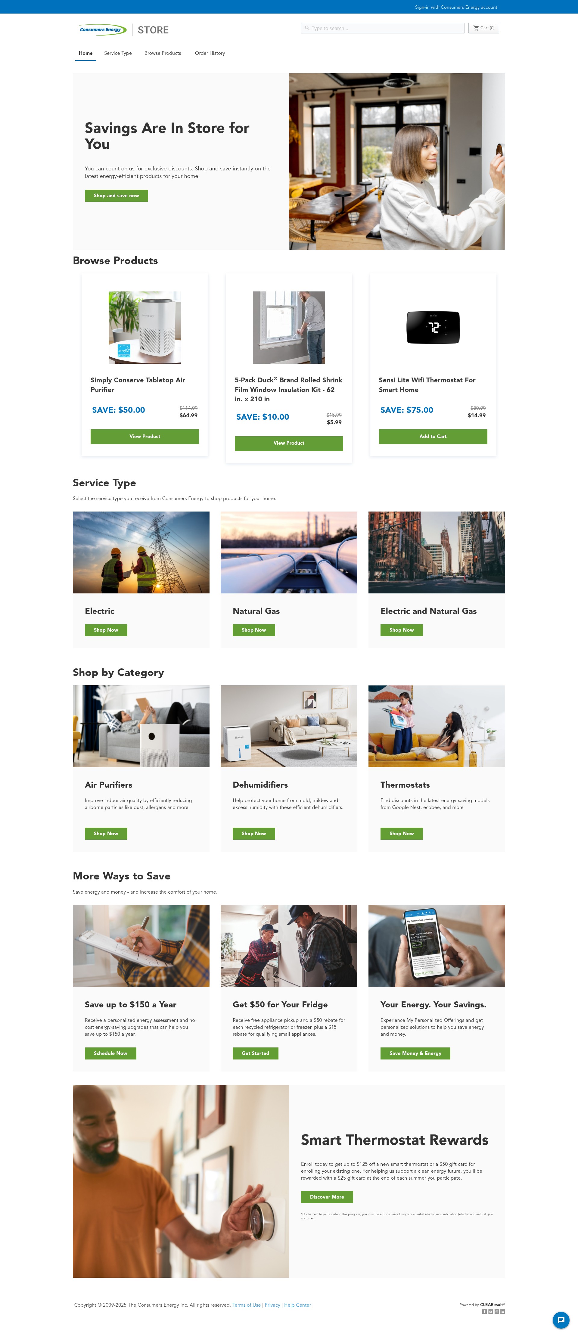 Screenshot of consumersenergystore.clearesult.com