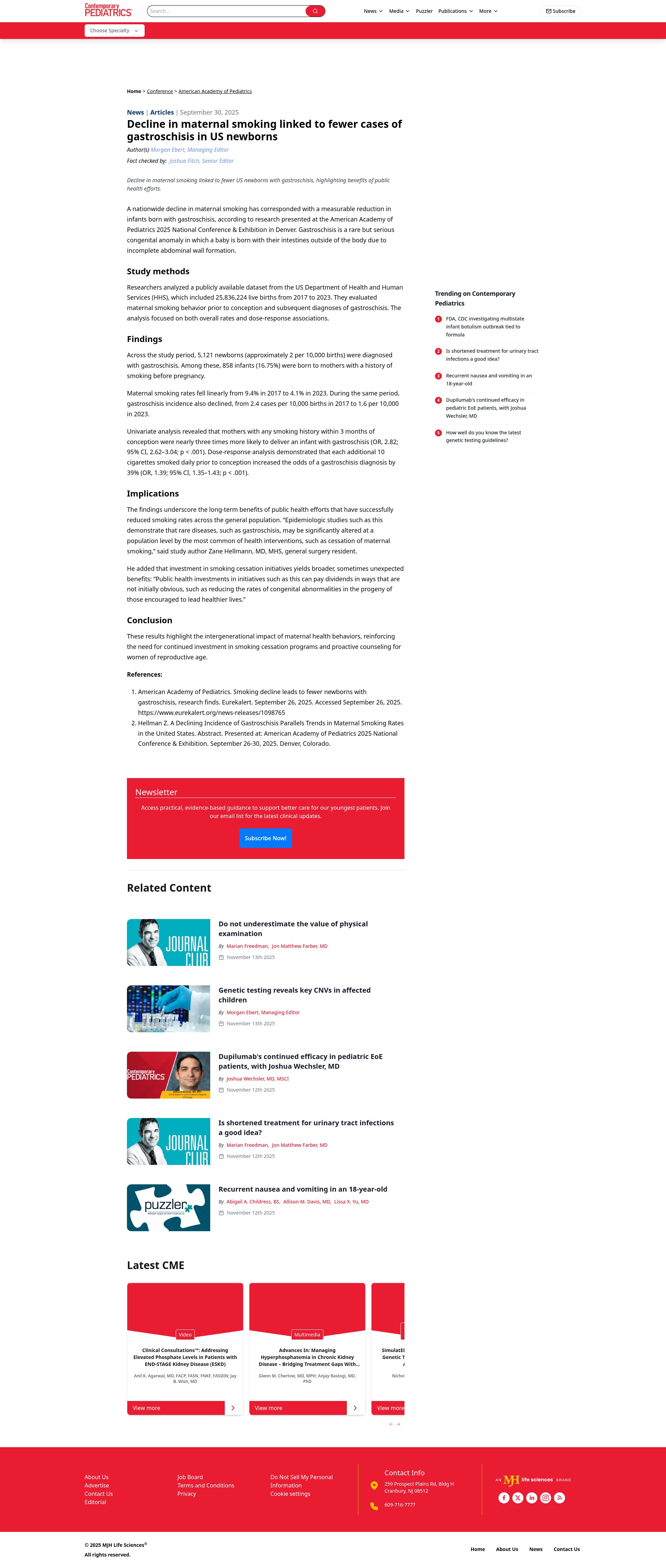 Screenshot of contemporarypediatrics.com