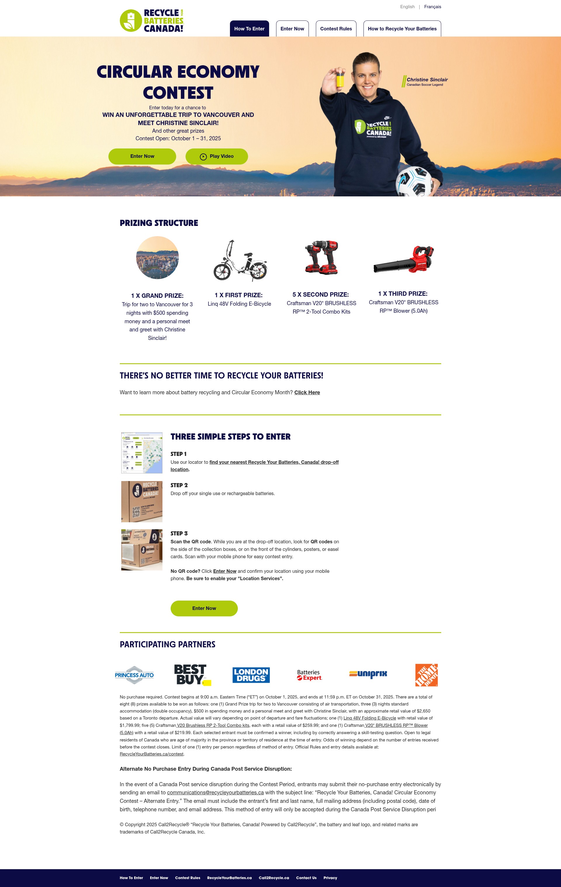 Screenshot of contest.recycleyourbatteries.ca