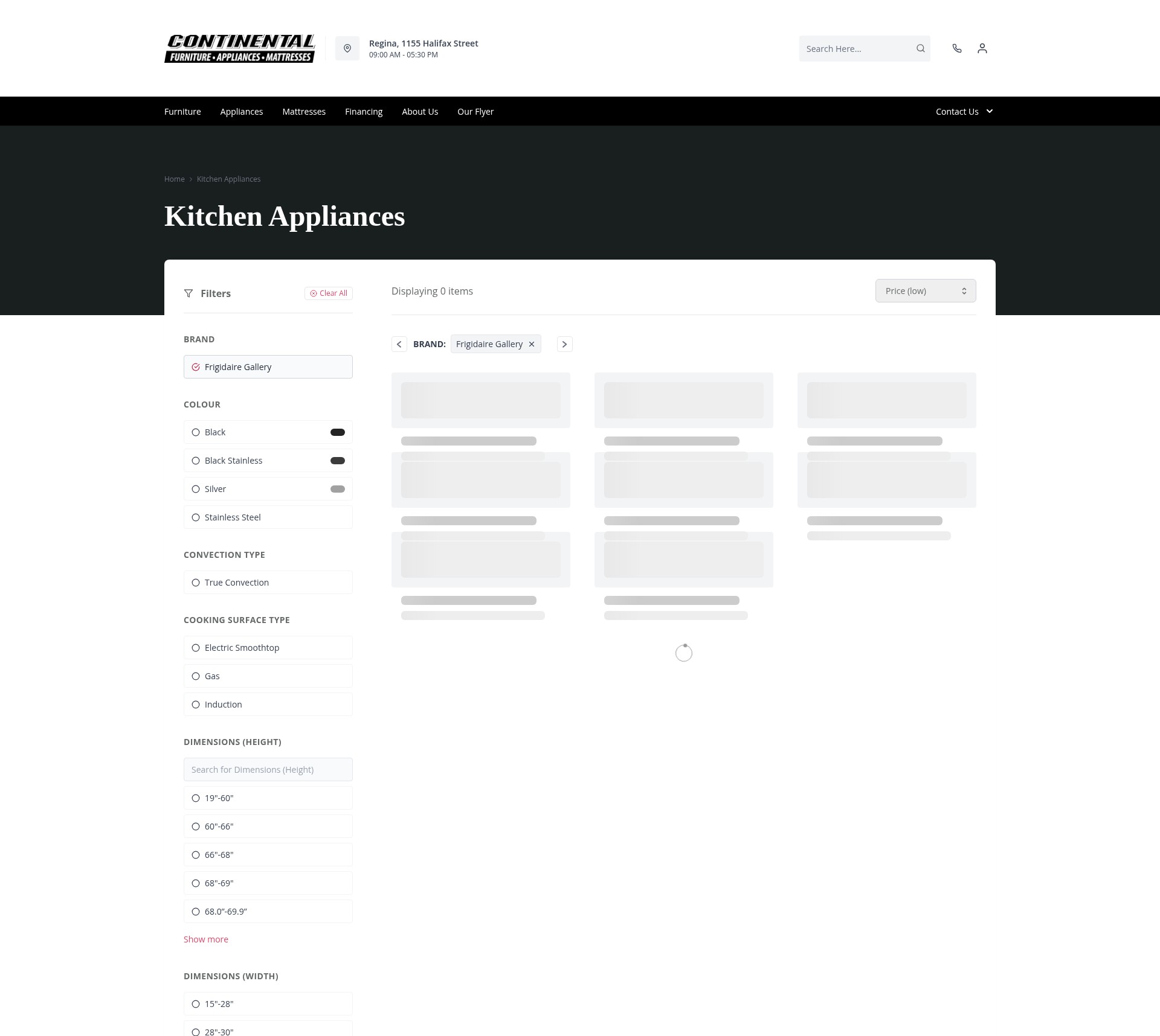 Screenshot of continentalfurniture.ca