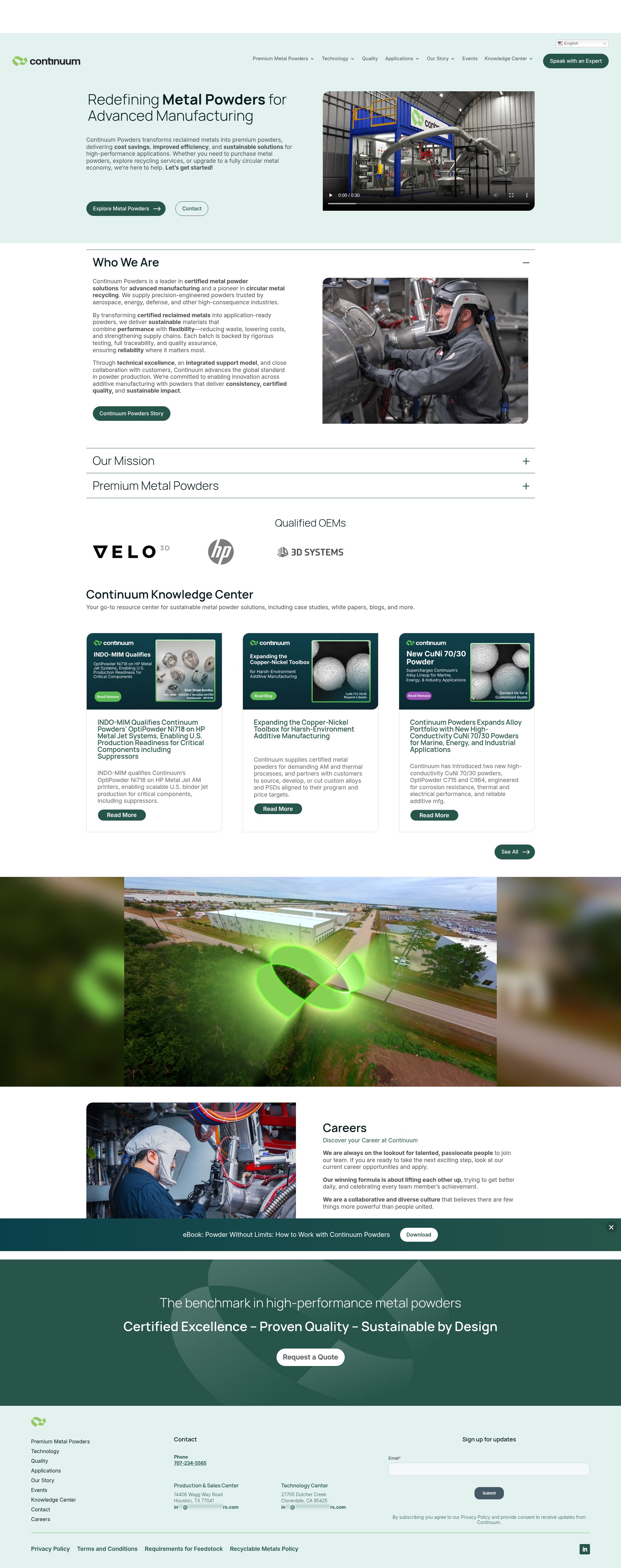 Screenshot of continuumpowders.com