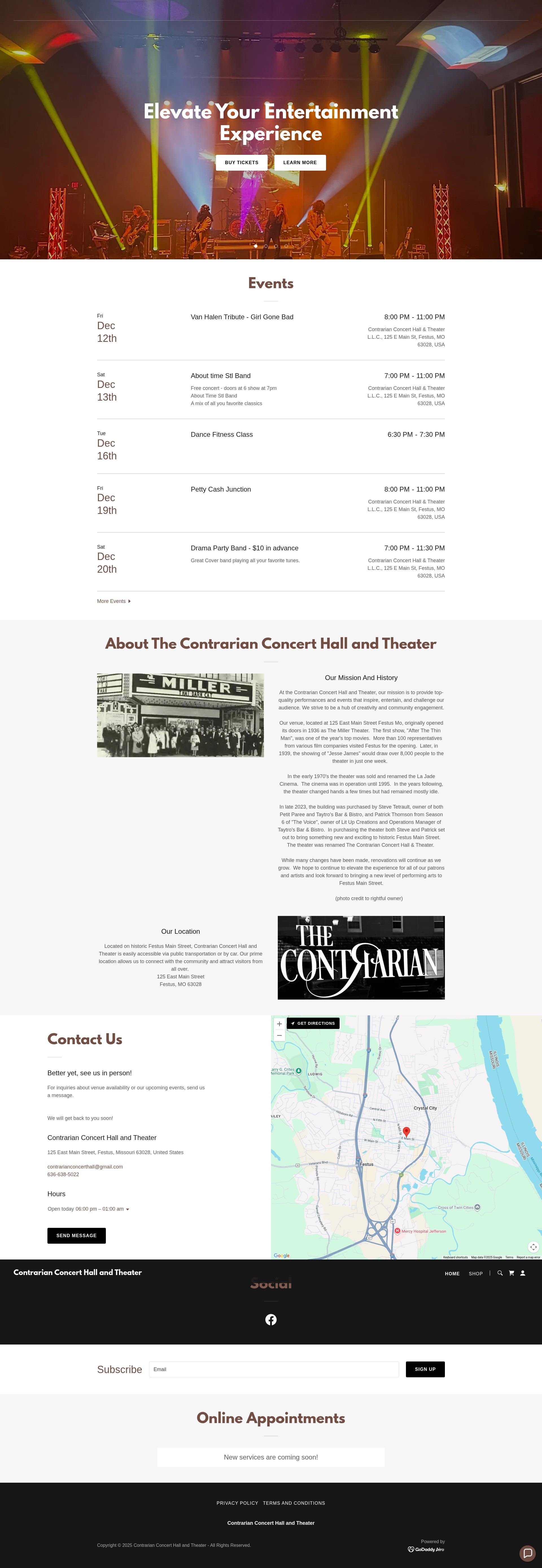 Screenshot of contrarianconcerthall.com