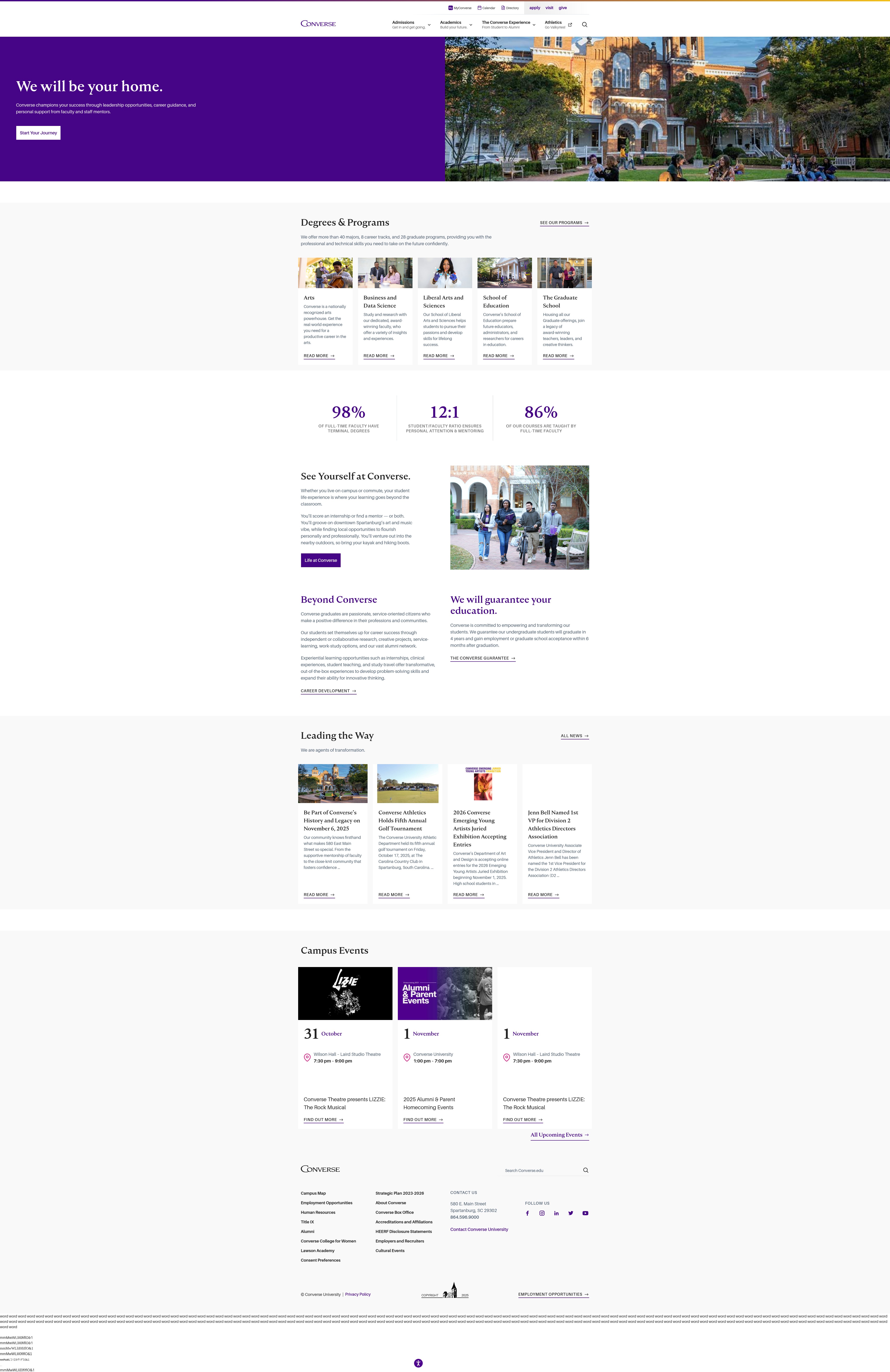 Screenshot of converse.edu