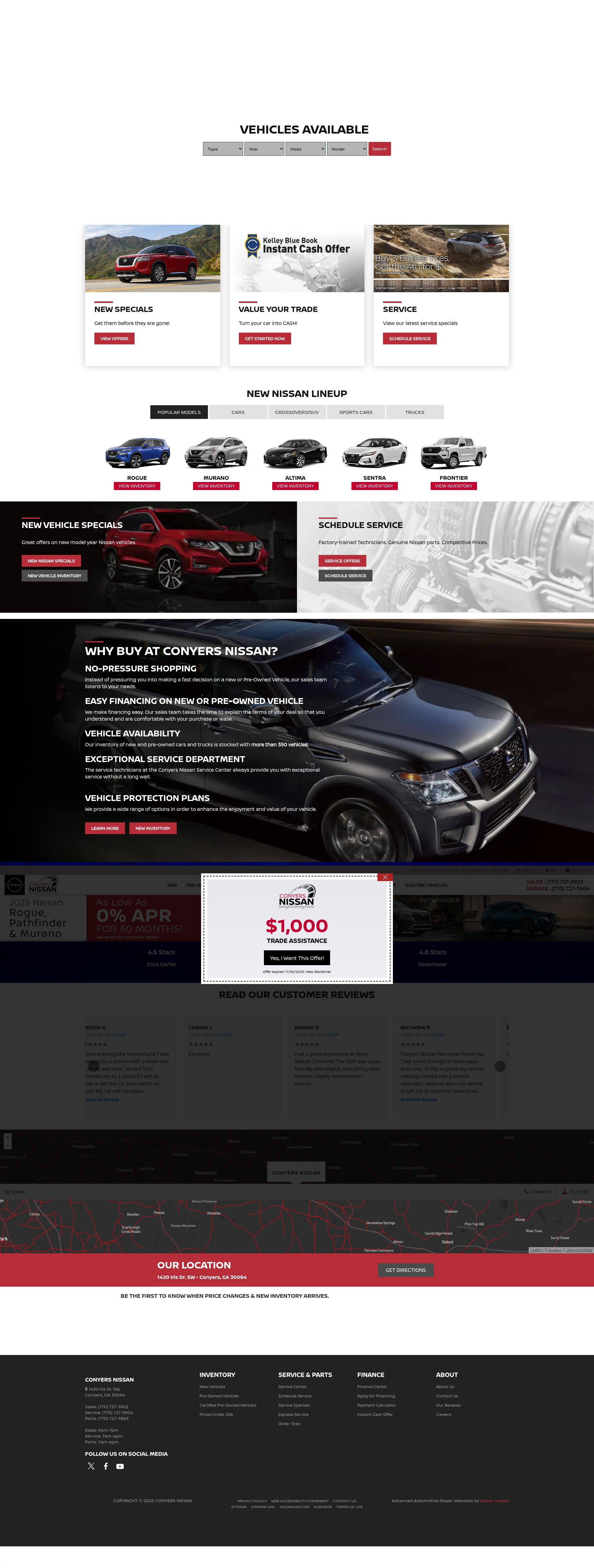 Screenshot of conyersnissan.com