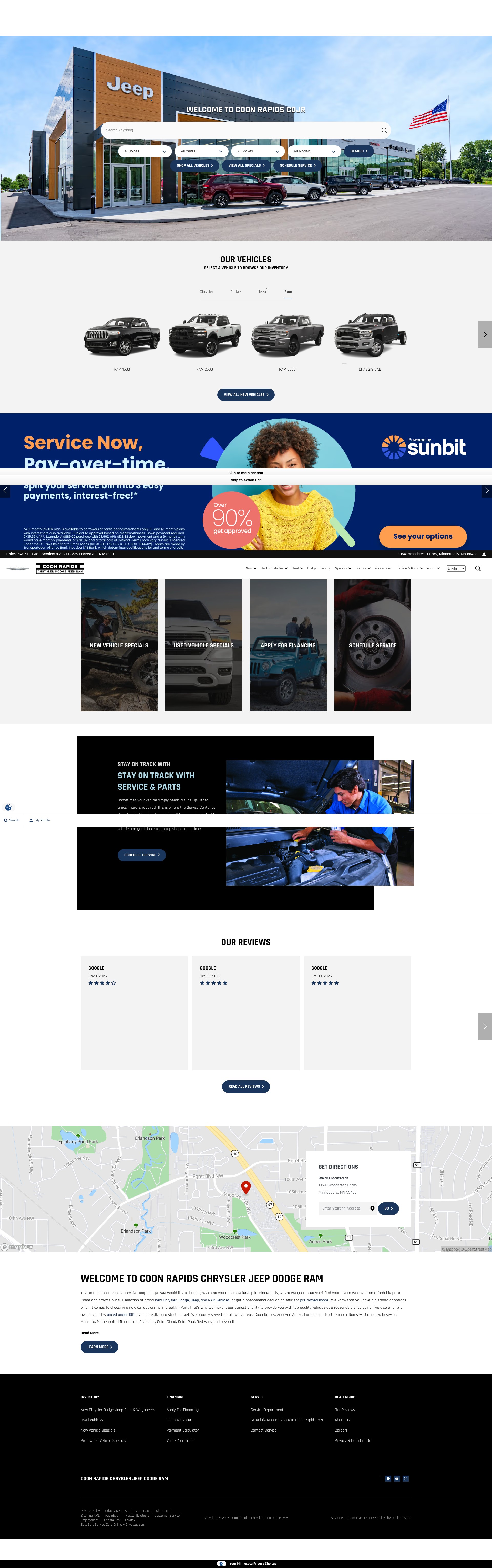 Screenshot of coonrapidschrysler.net