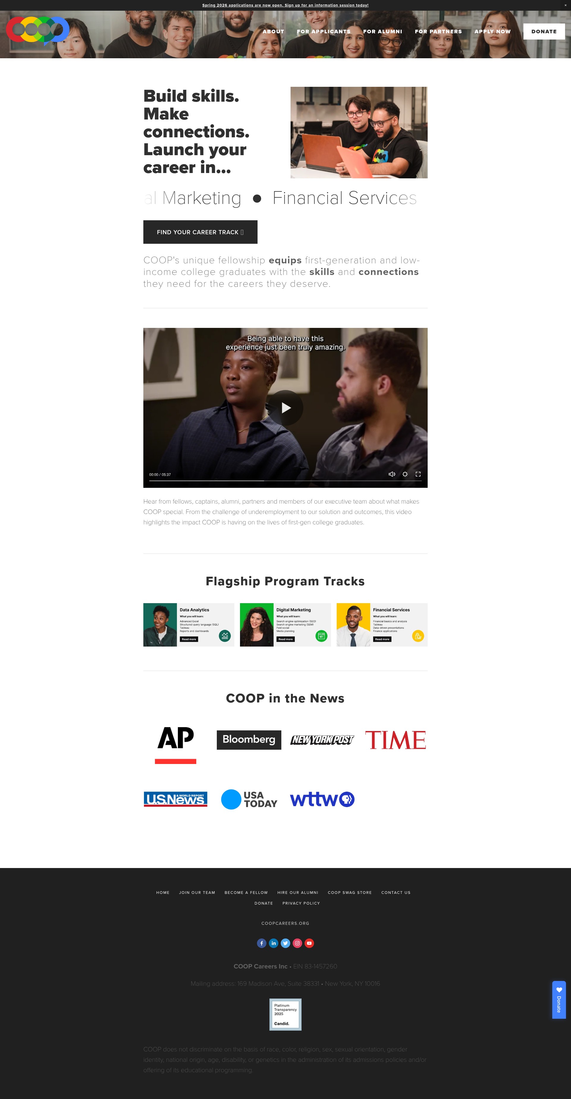 Screenshot of coopcareers.org