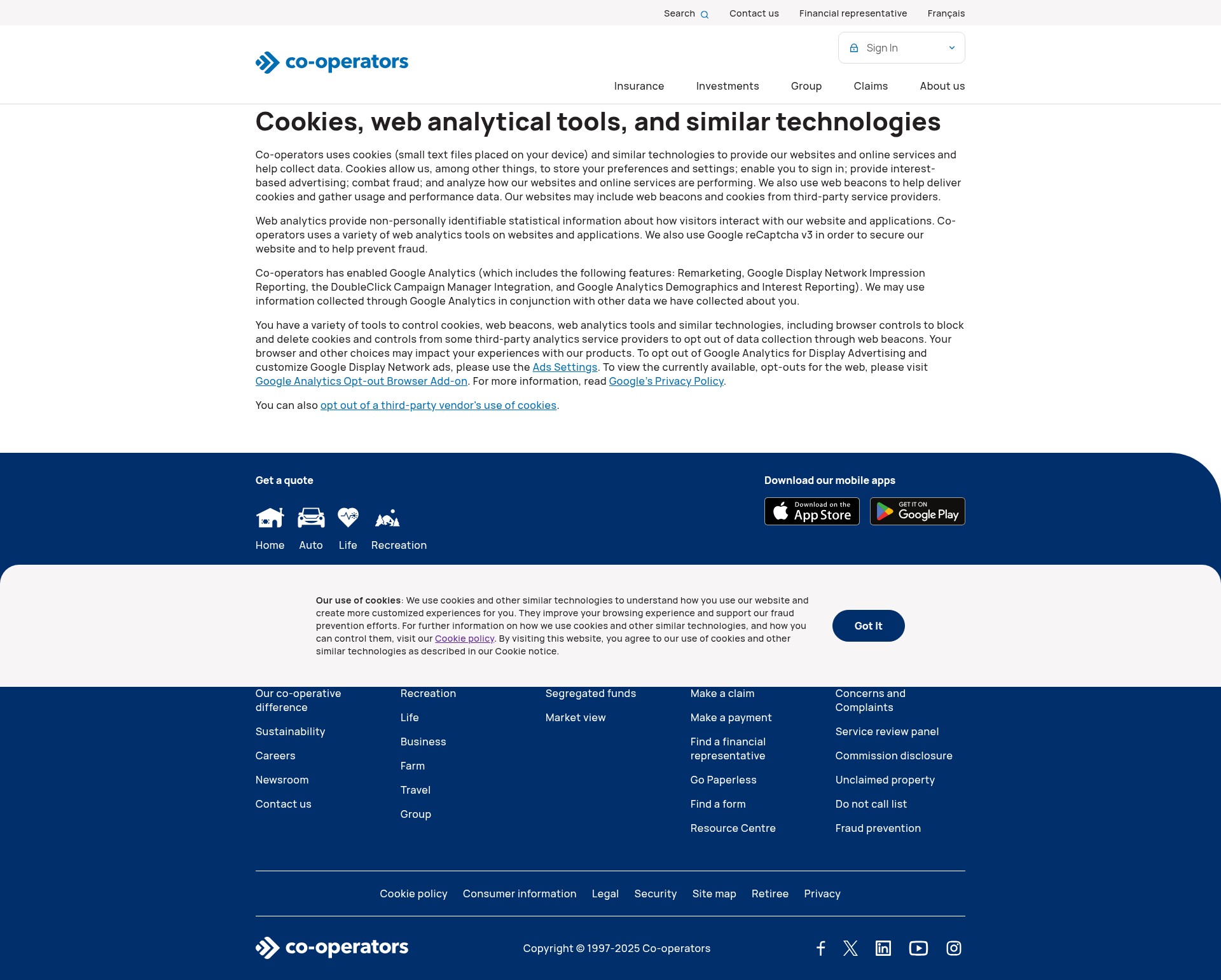 Screenshot of cooperators.ca