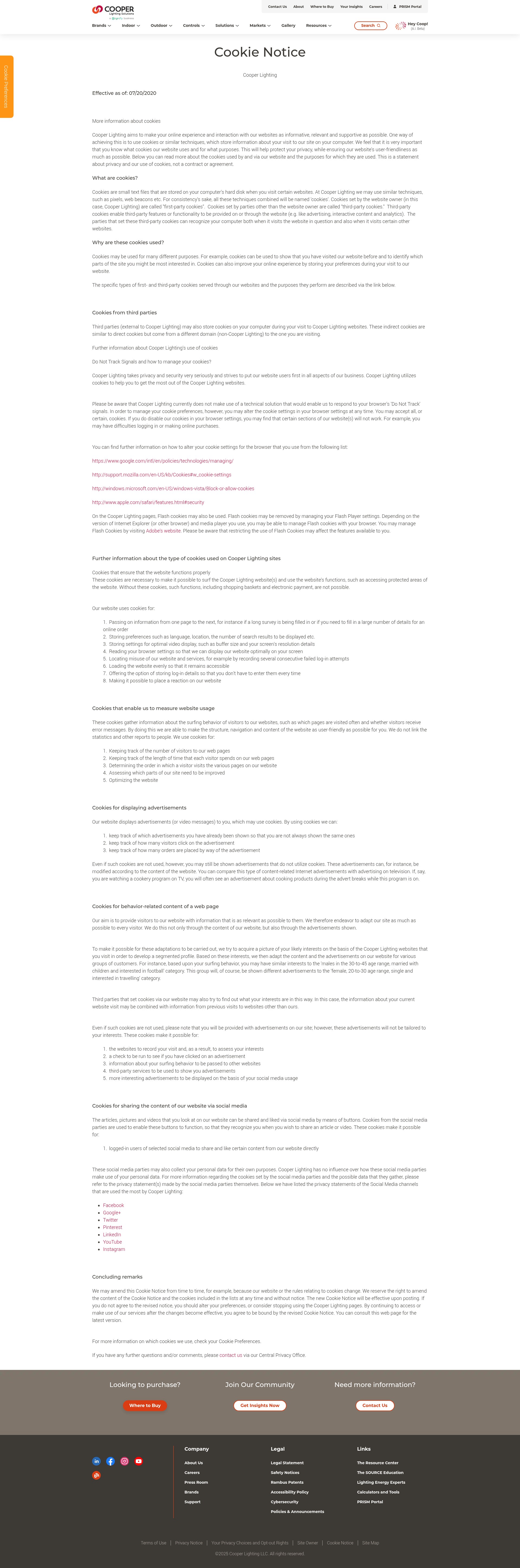 Screenshot of cooperlighting.com