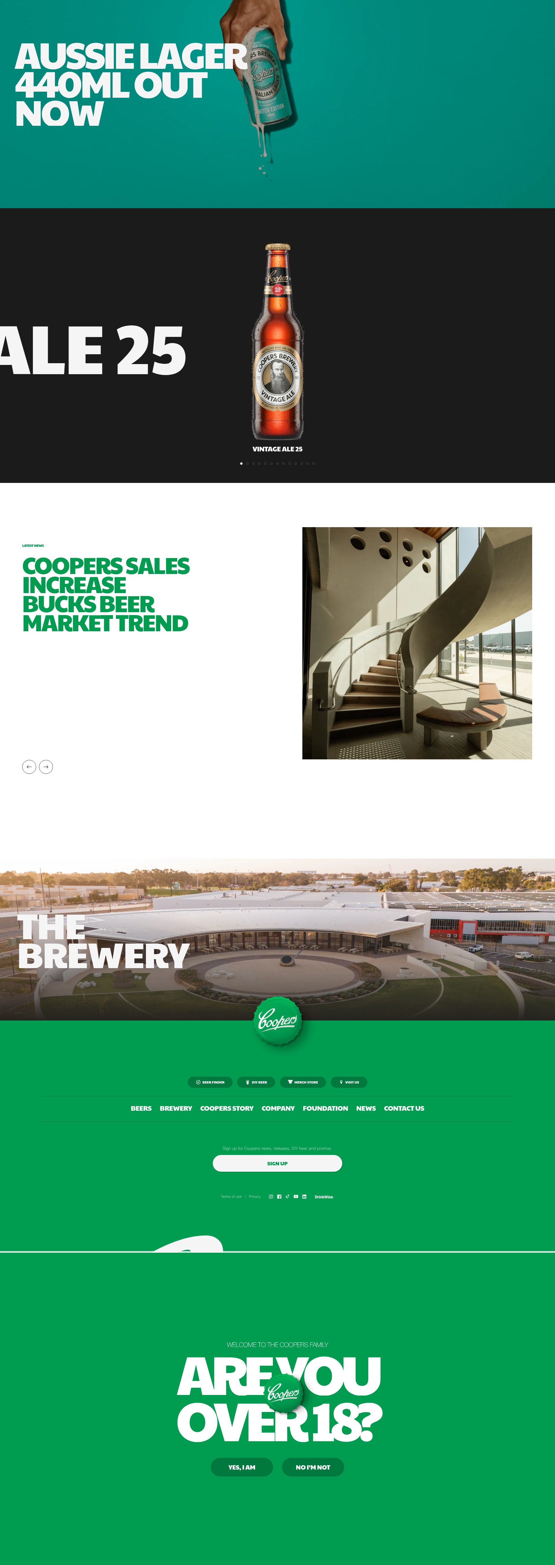 Screenshot of coopers.com.au
