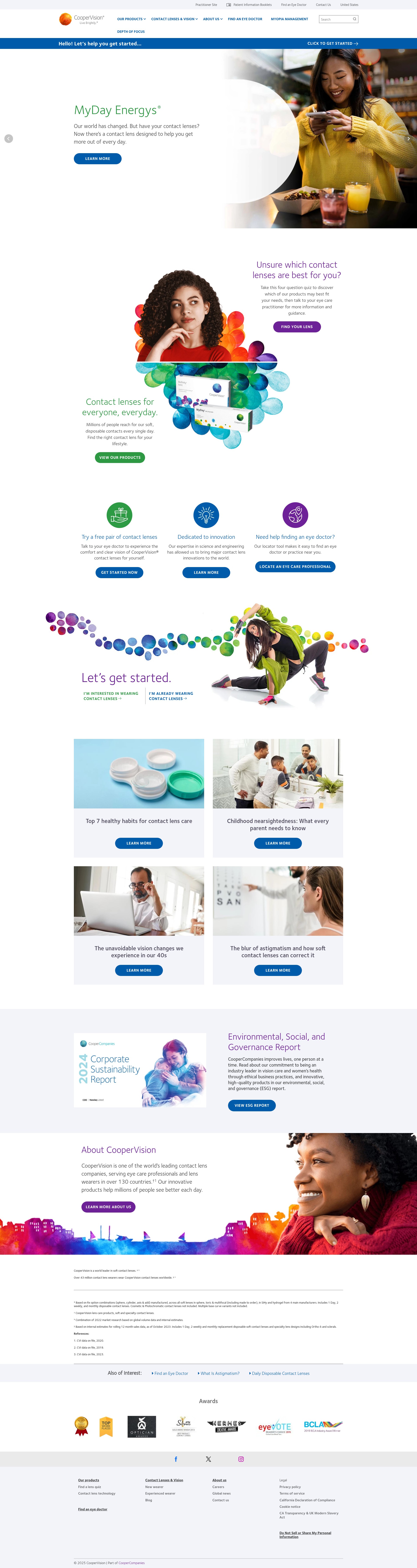 Screenshot of coopervision.com