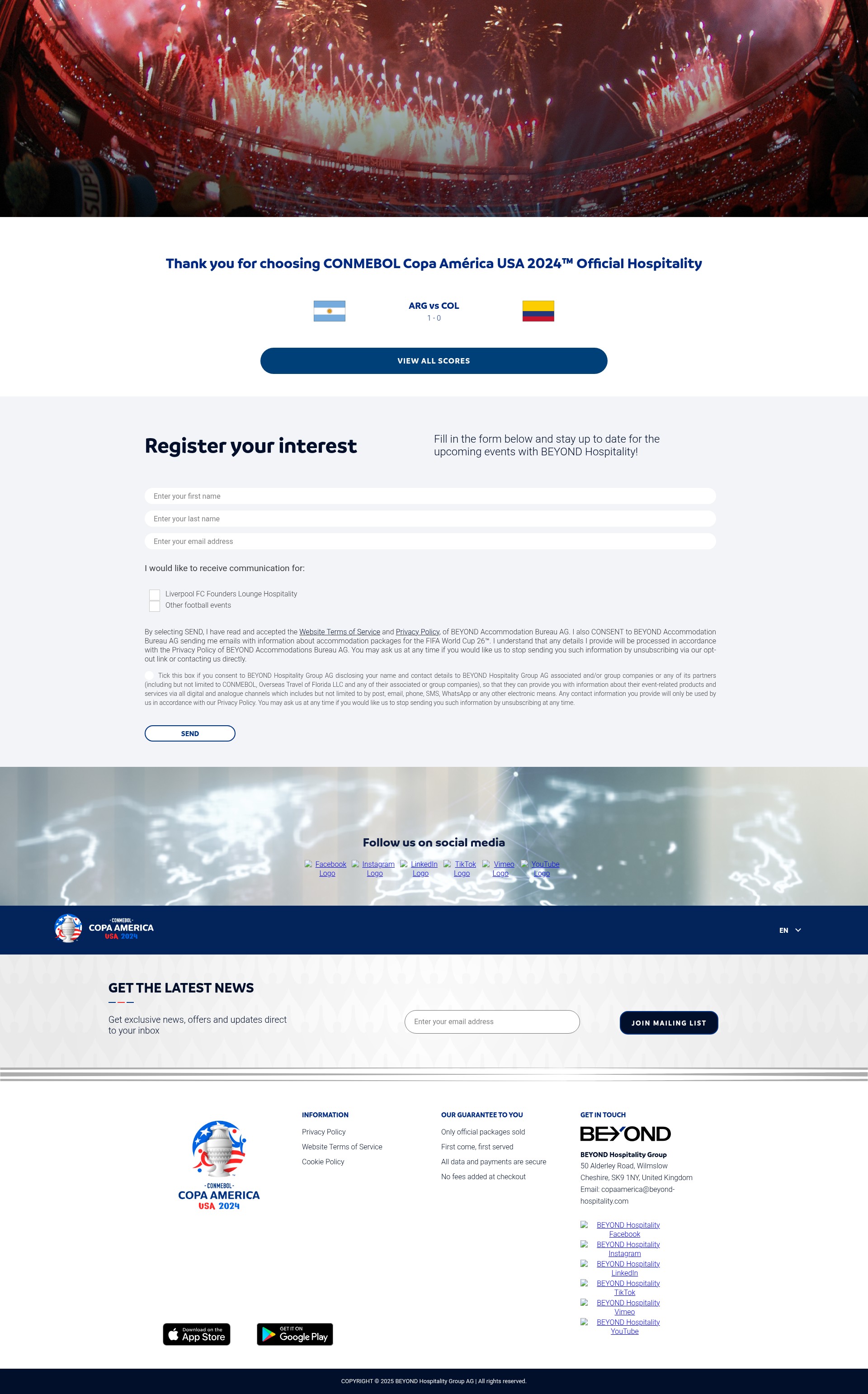 Screenshot of copaamericahospitality.com