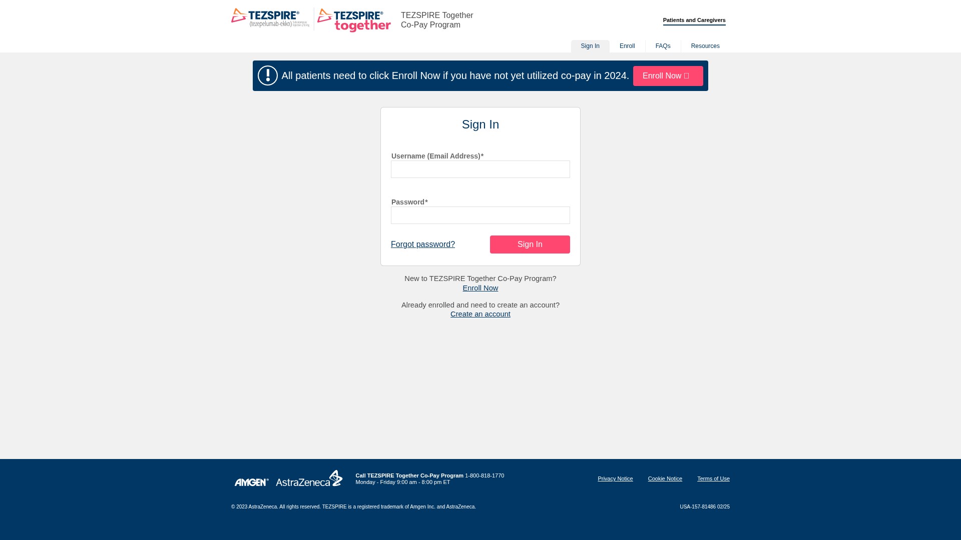 Screenshot of copay.tezspiretogether.com