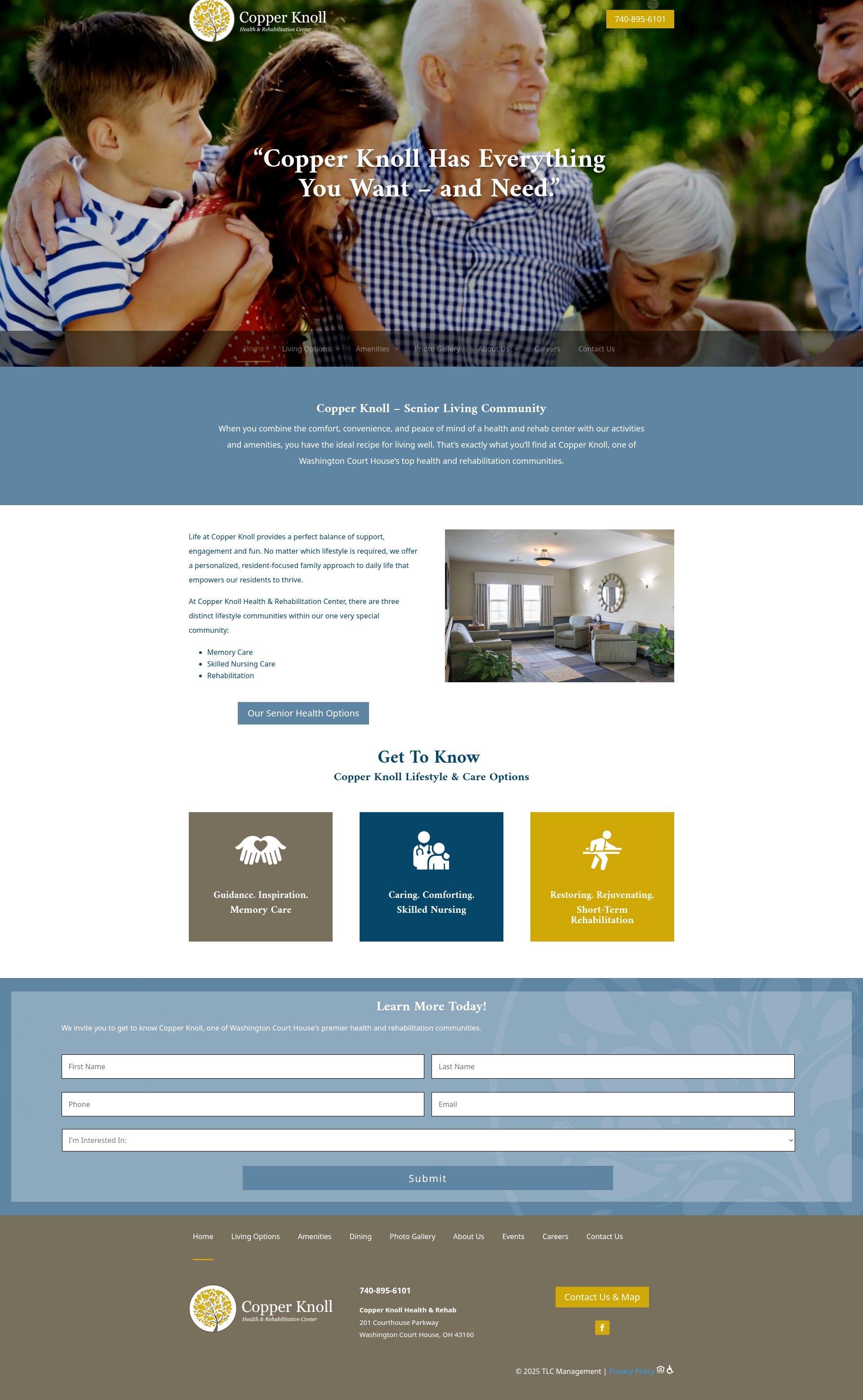 Screenshot of copperknollhealthandrehab.com