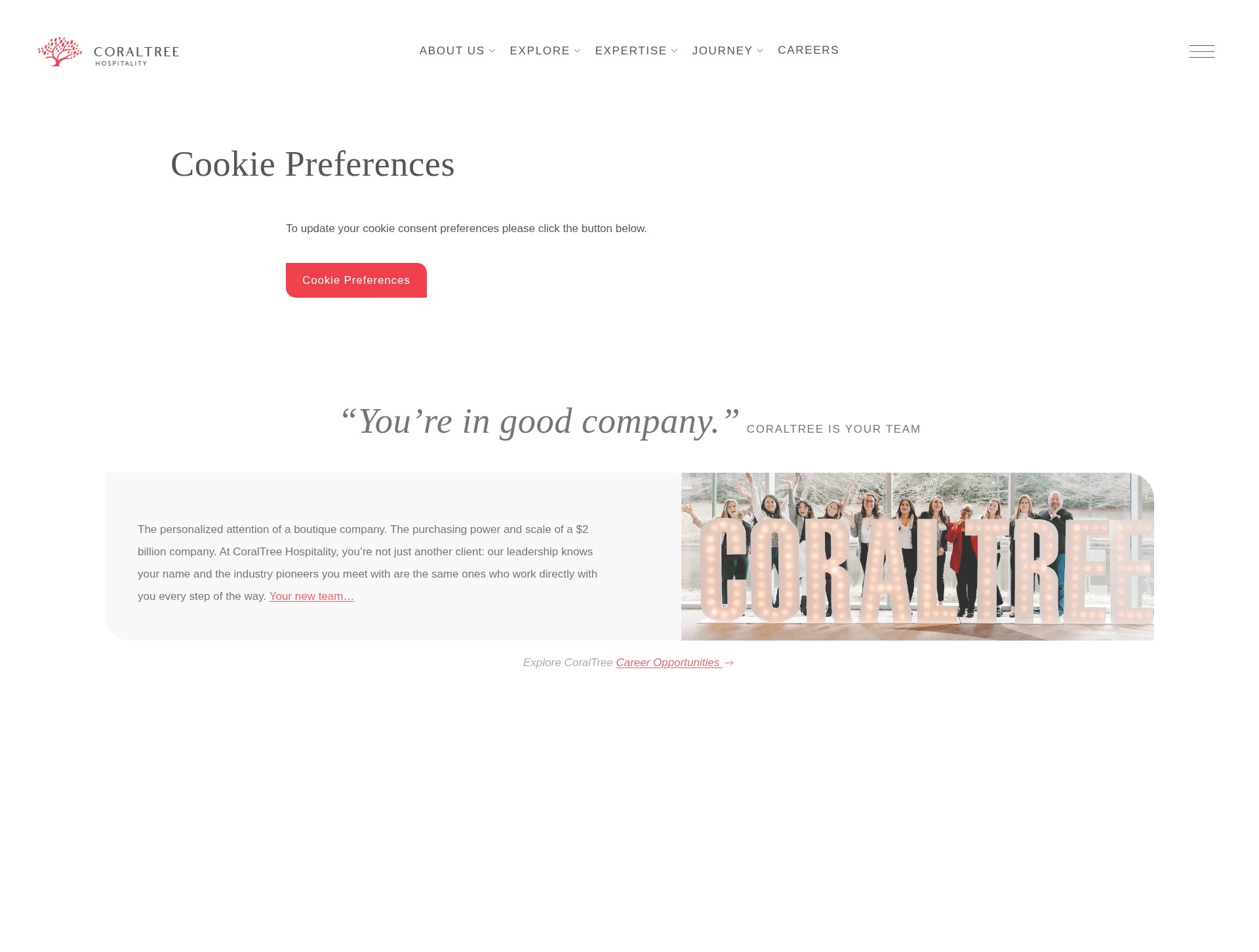 Screenshot of coraltreehospitality.com