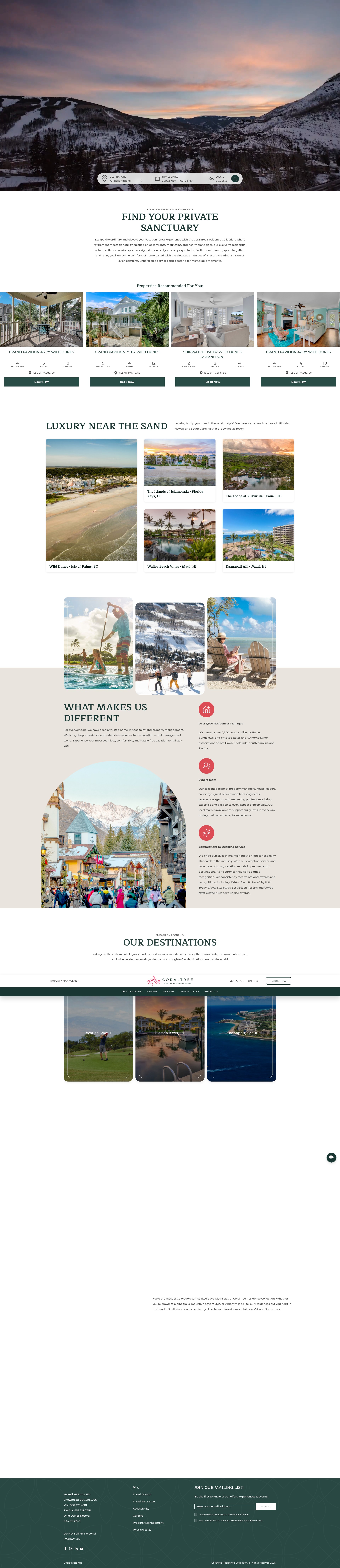 Screenshot of coraltreeresidencecollection.com