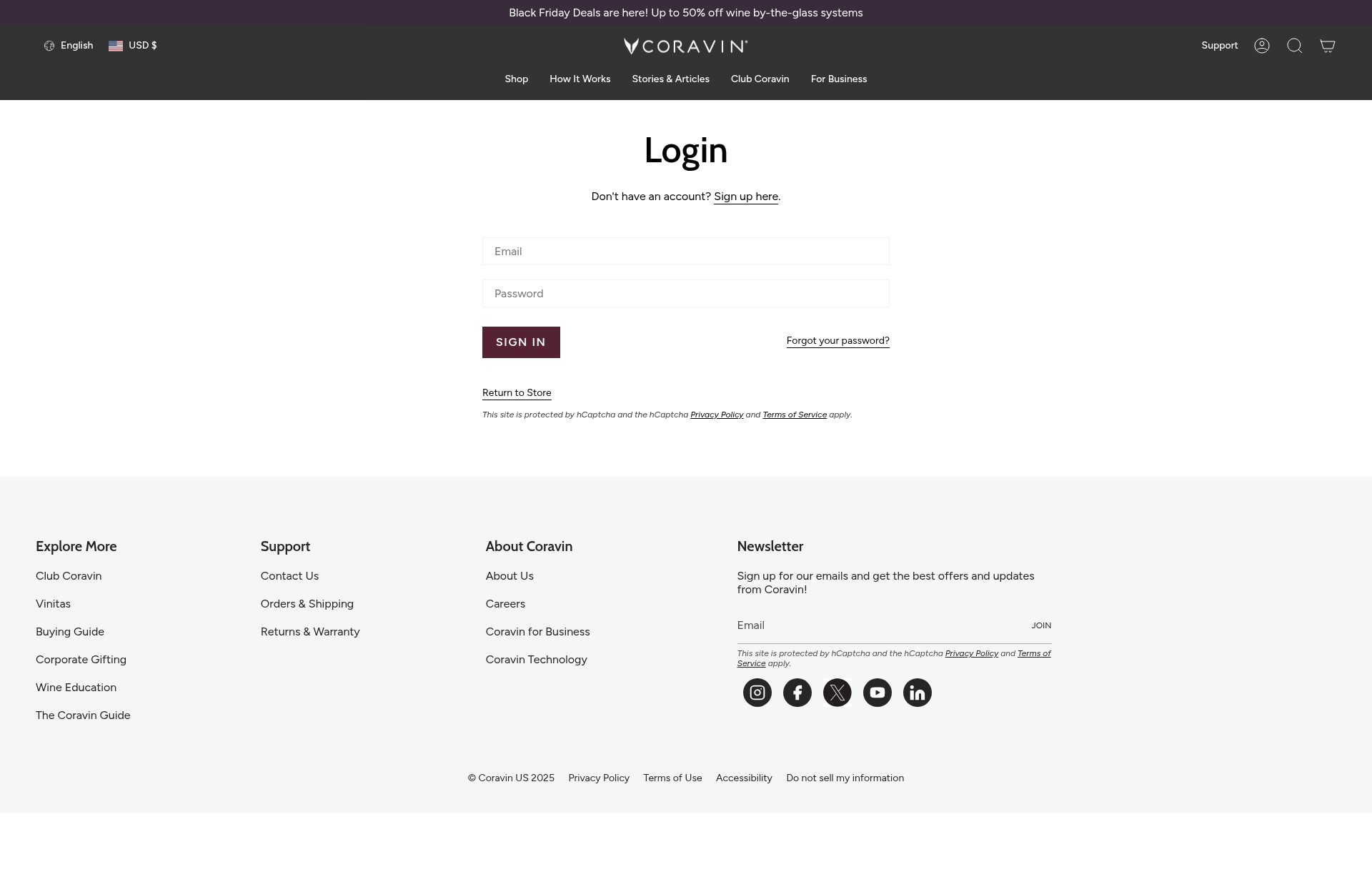 Screenshot of coravin.com