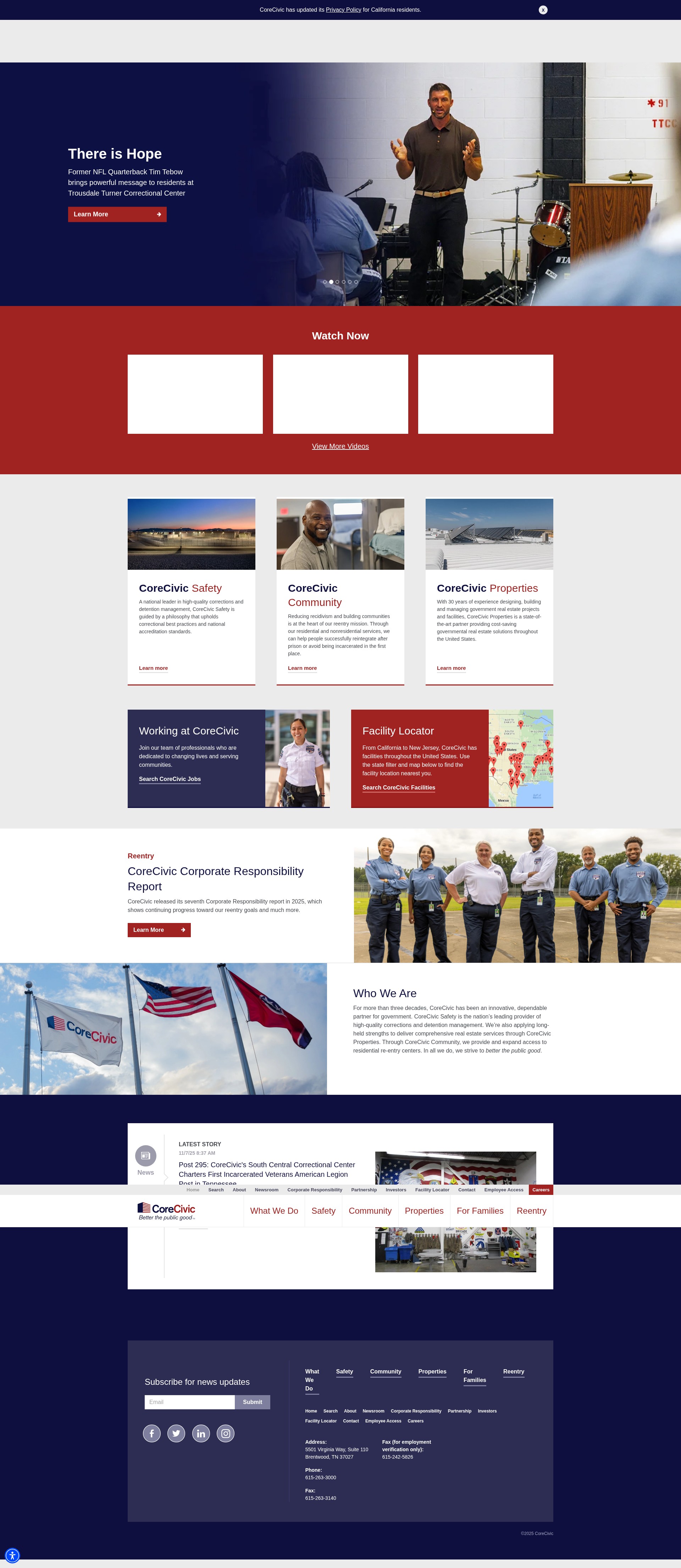 Screenshot of corecivic.com