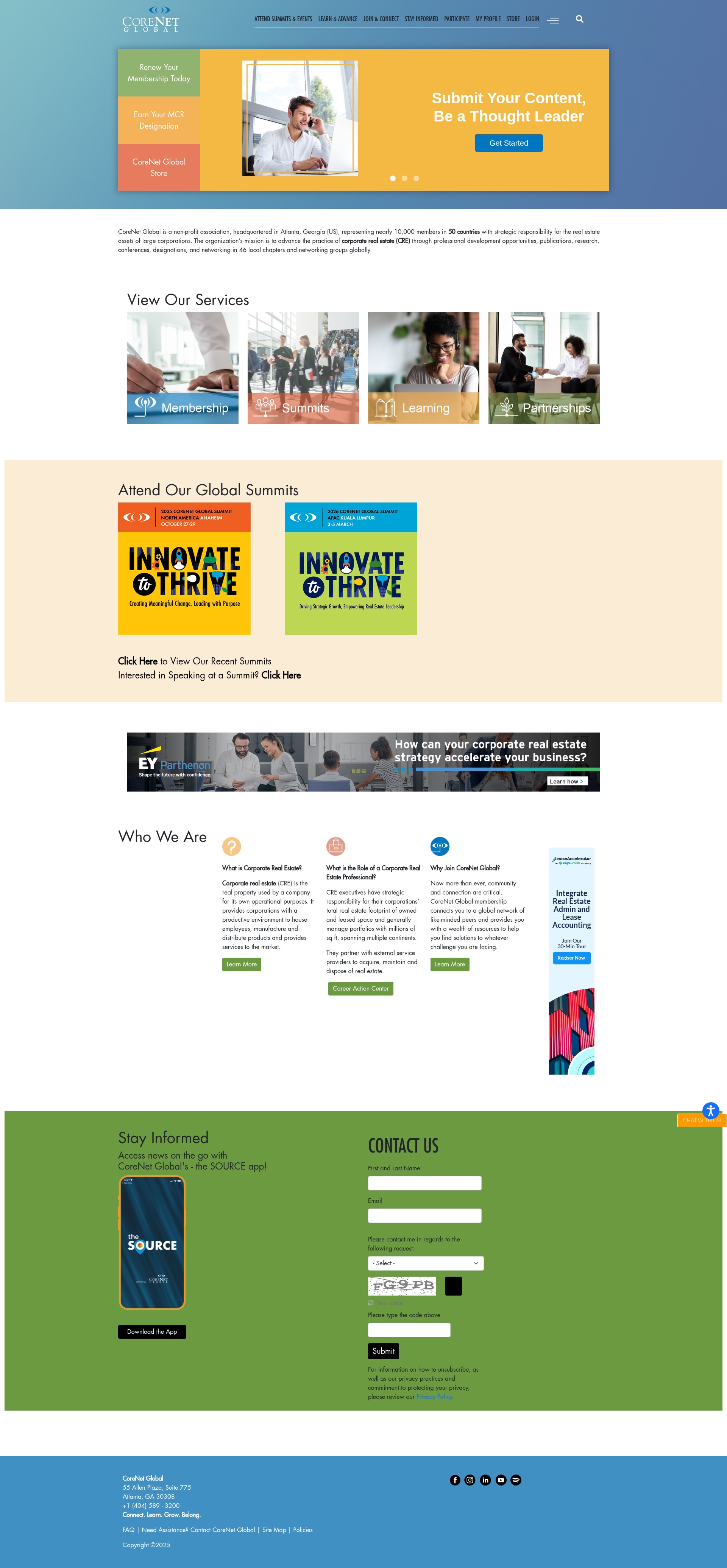 Screenshot of corenetglobal.org