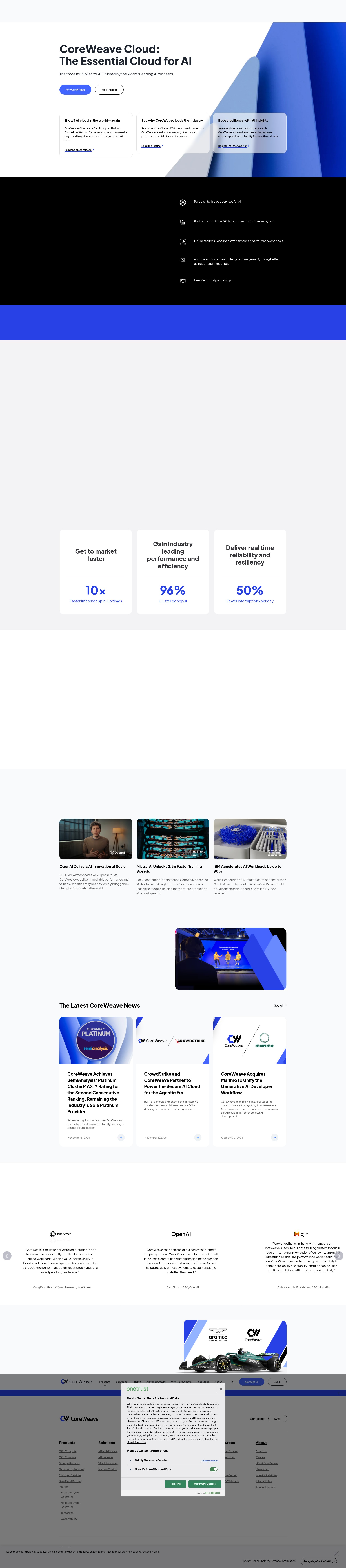 Screenshot of coreweave.com