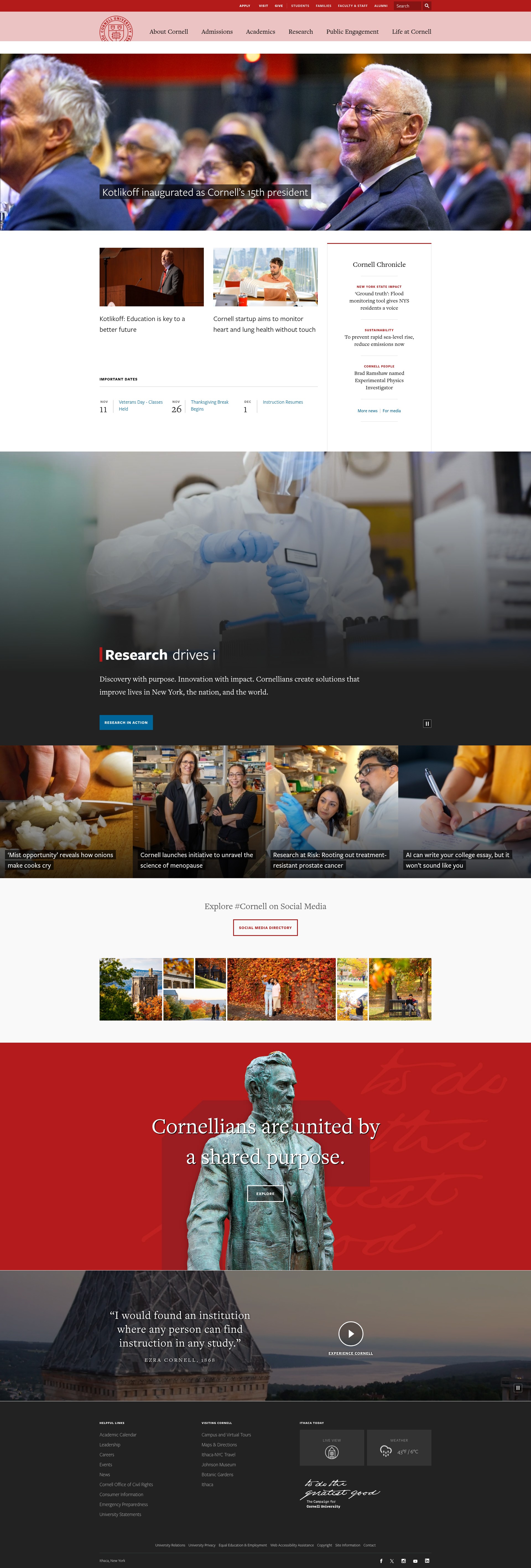 Screenshot of cornell.edu
