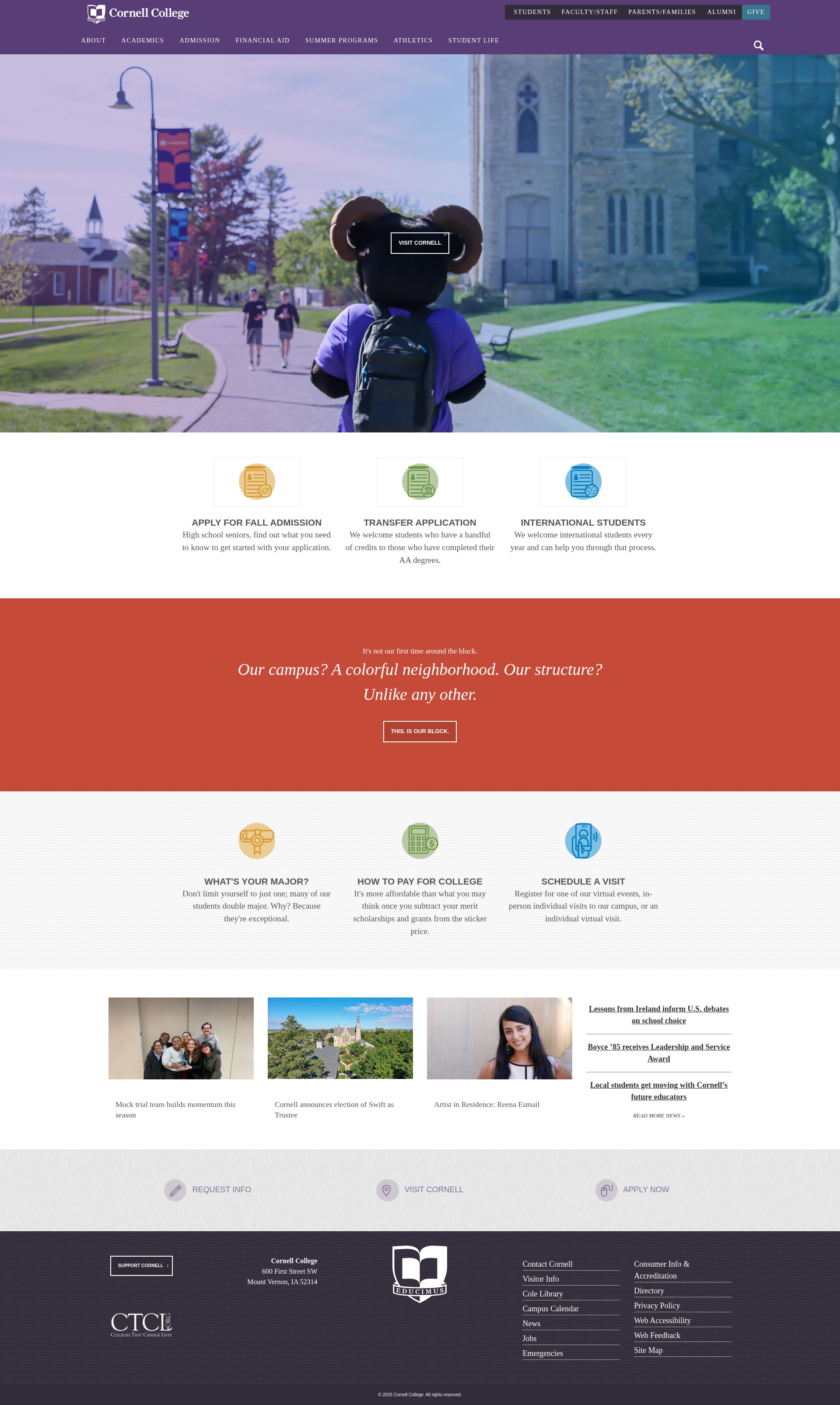 Screenshot of cornellcollege.edu