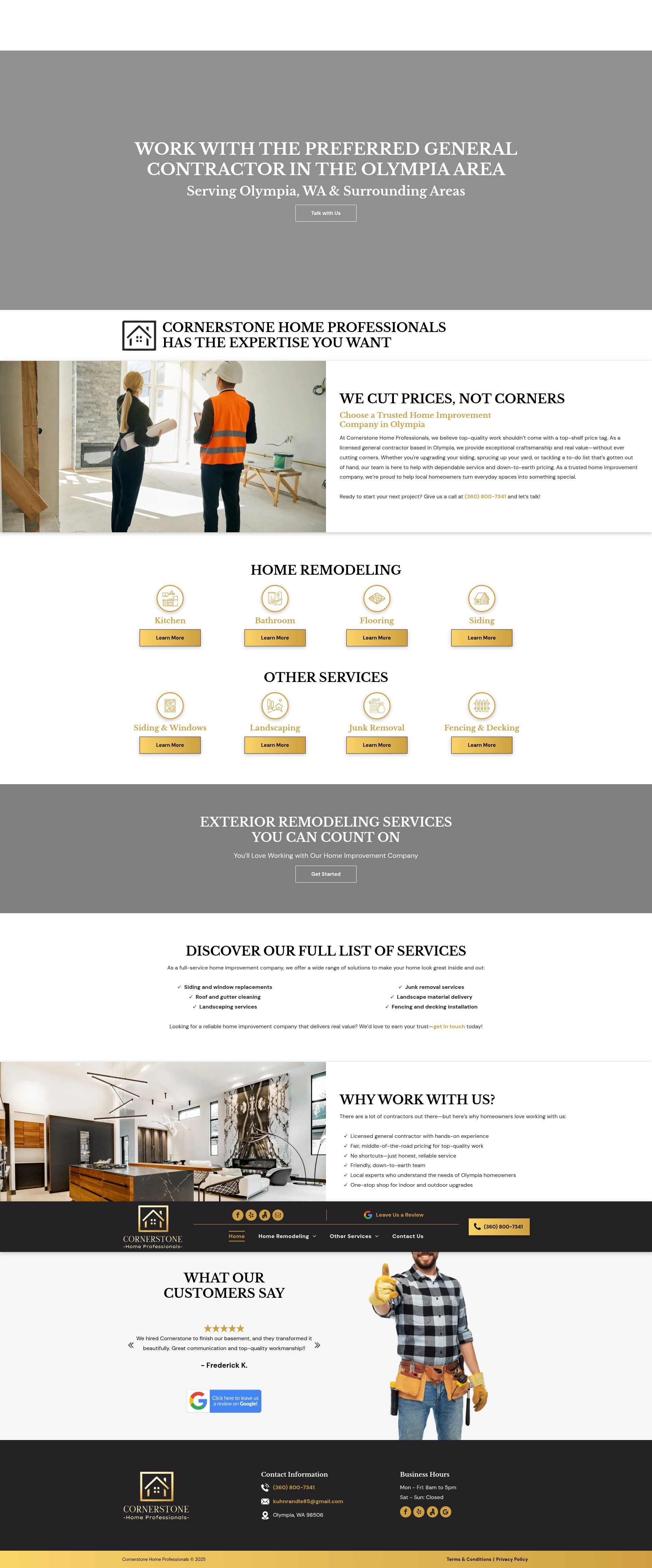 Screenshot of cornerstonehomepro.com