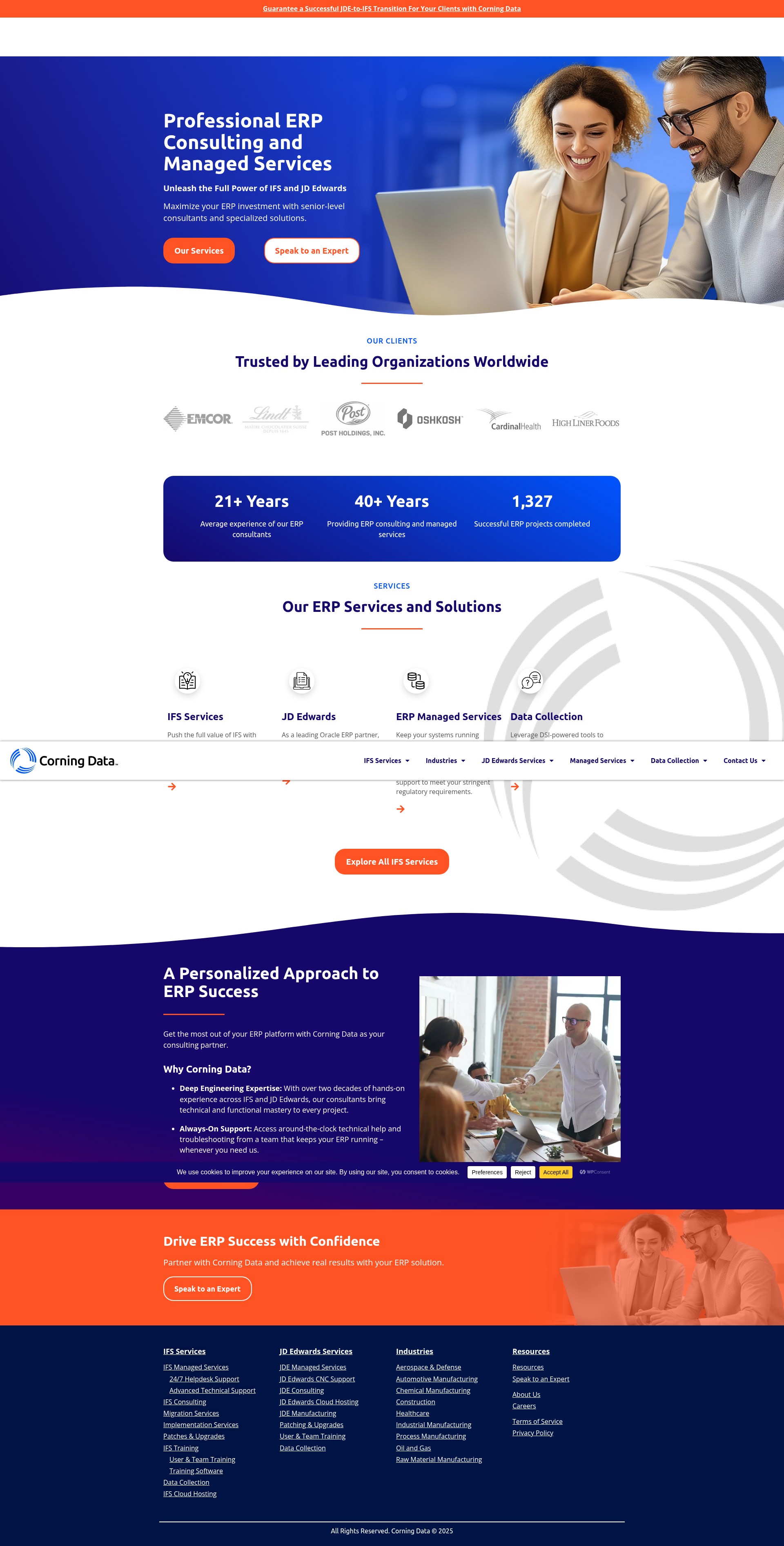 Screenshot of corningdata.com