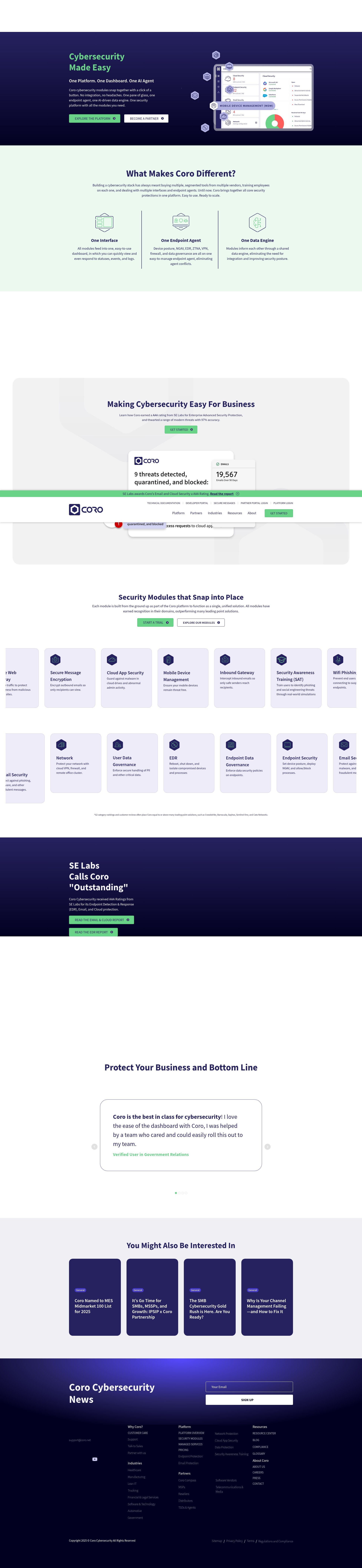 Screenshot of coro.net
