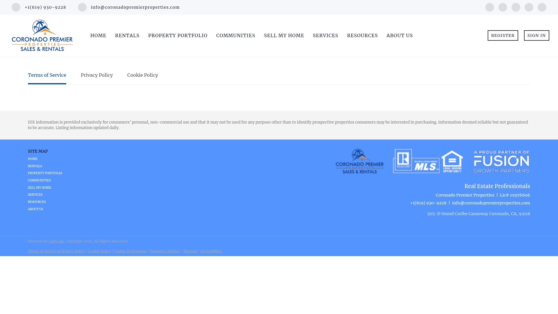 Screenshot of coronadopremierproperties.com