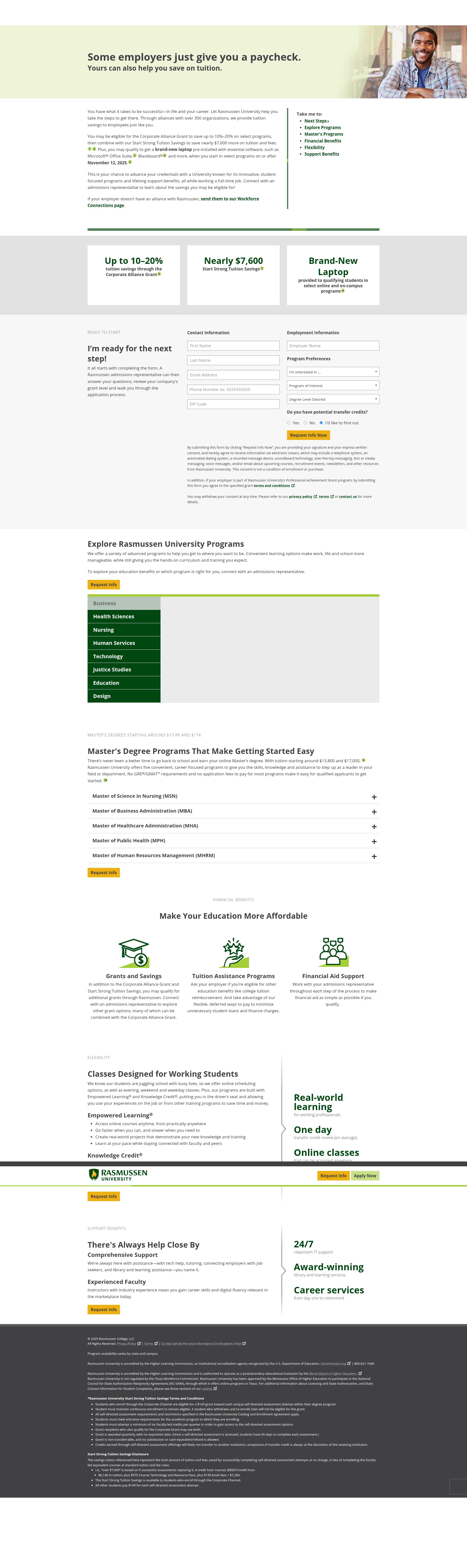 Screenshot of corporate.rasmussen.edu