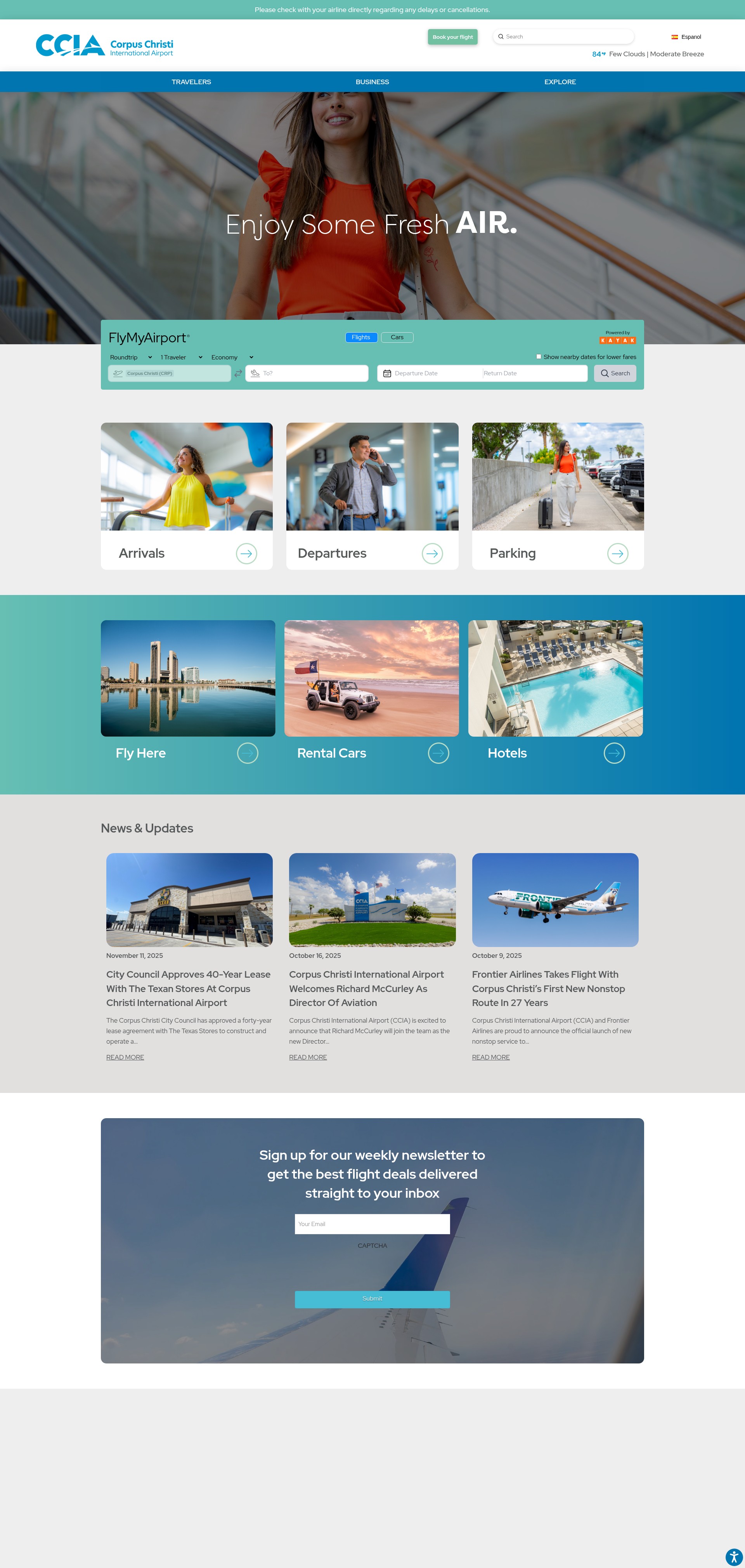 Screenshot of corpuschristiairport.com
