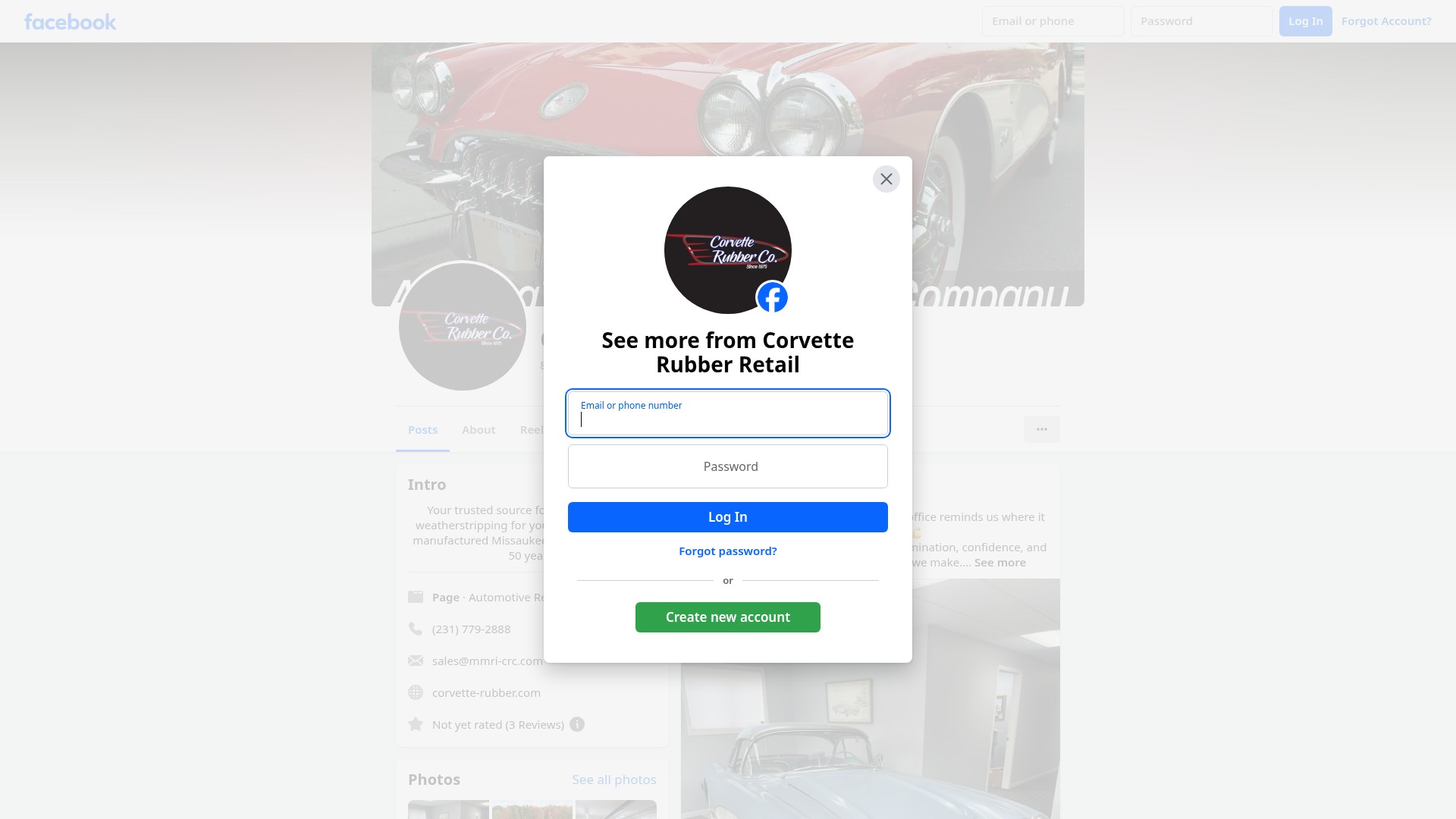 Screenshot of corvette-rubber.com
