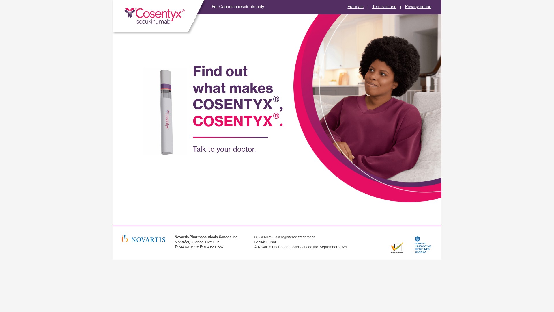 Screenshot of cosentyx-cosentyx.ca