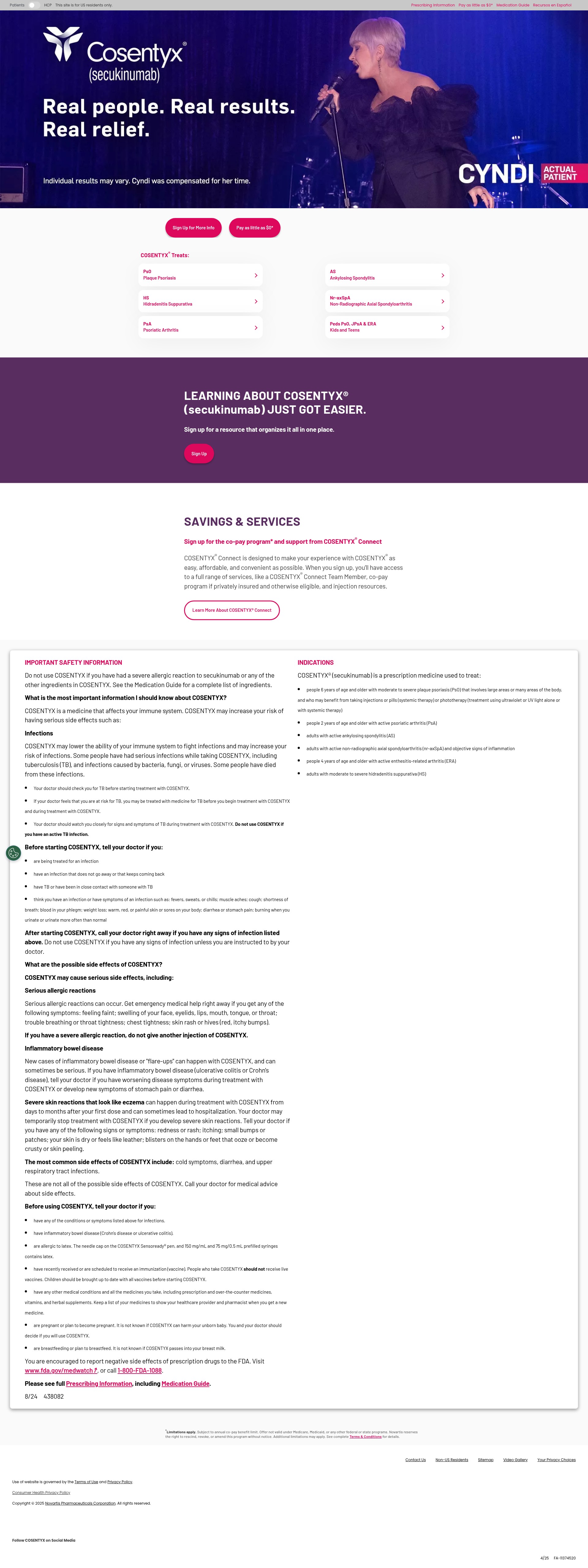 Screenshot of cosentyx.com