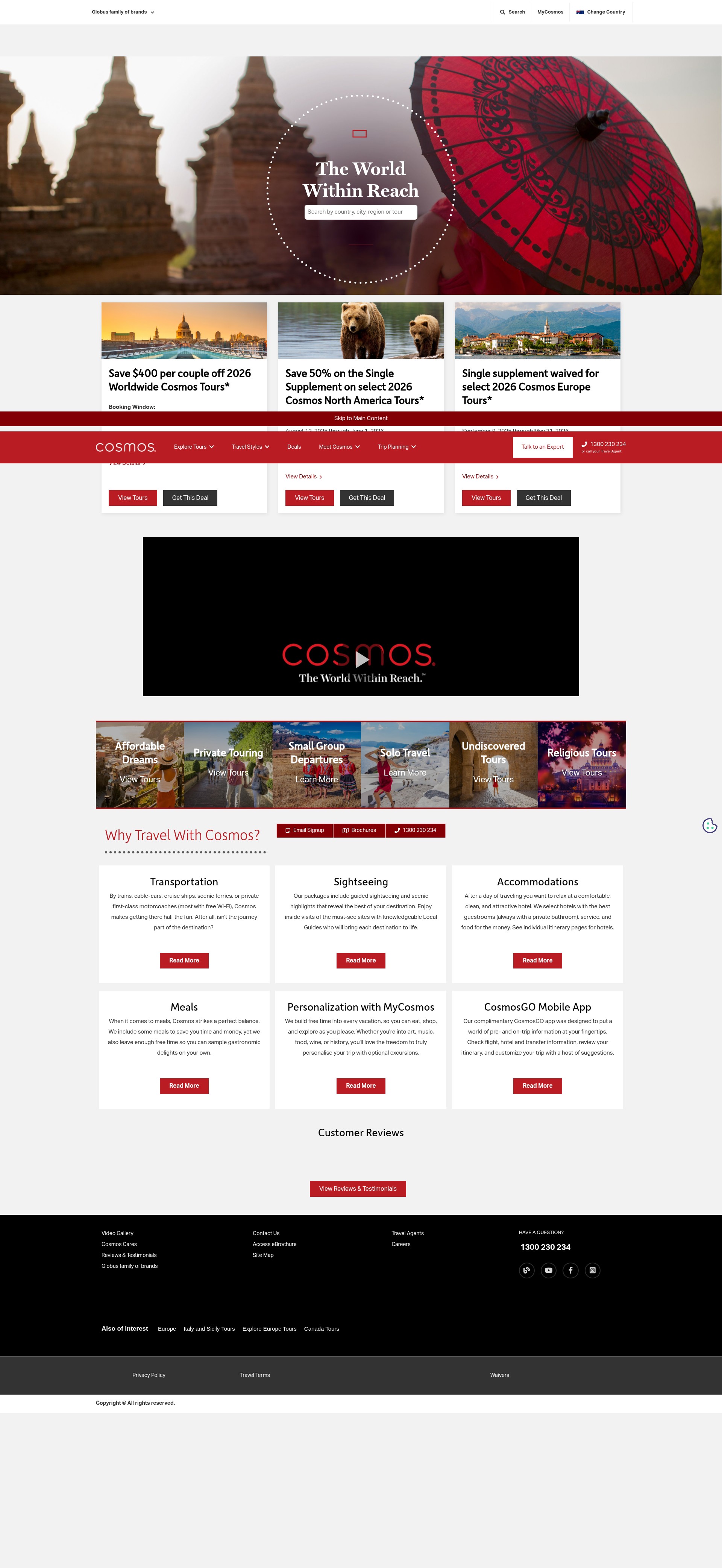 Screenshot of cosmostours.com.au