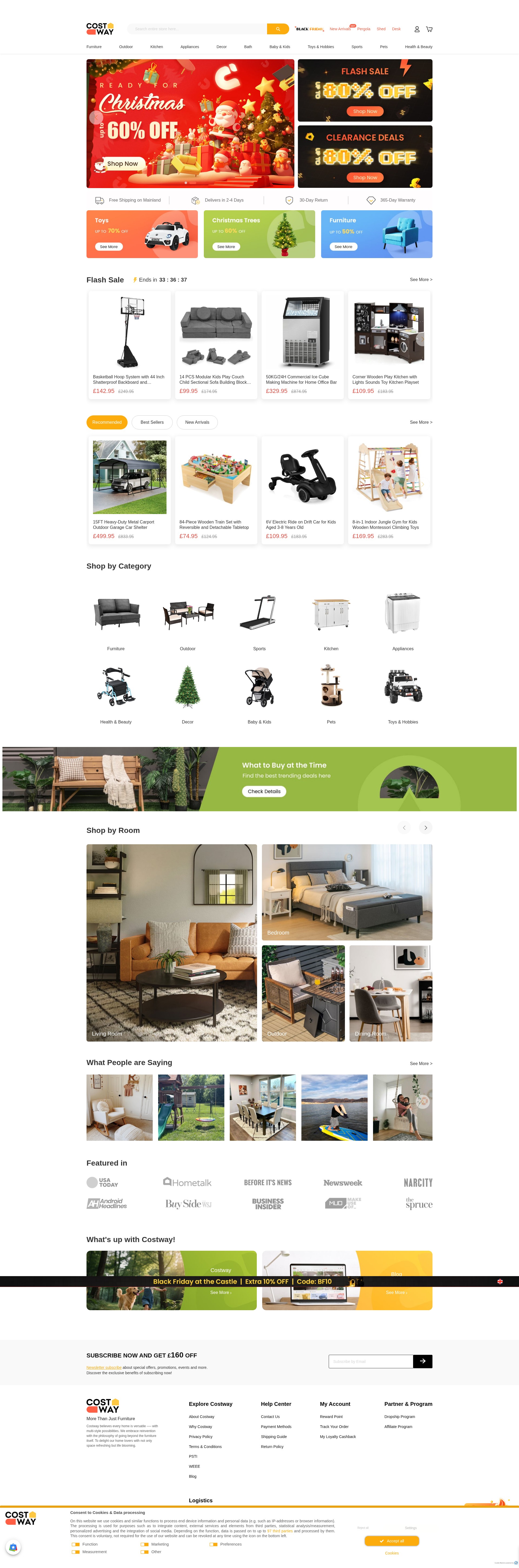 Screenshot of costway.co.uk