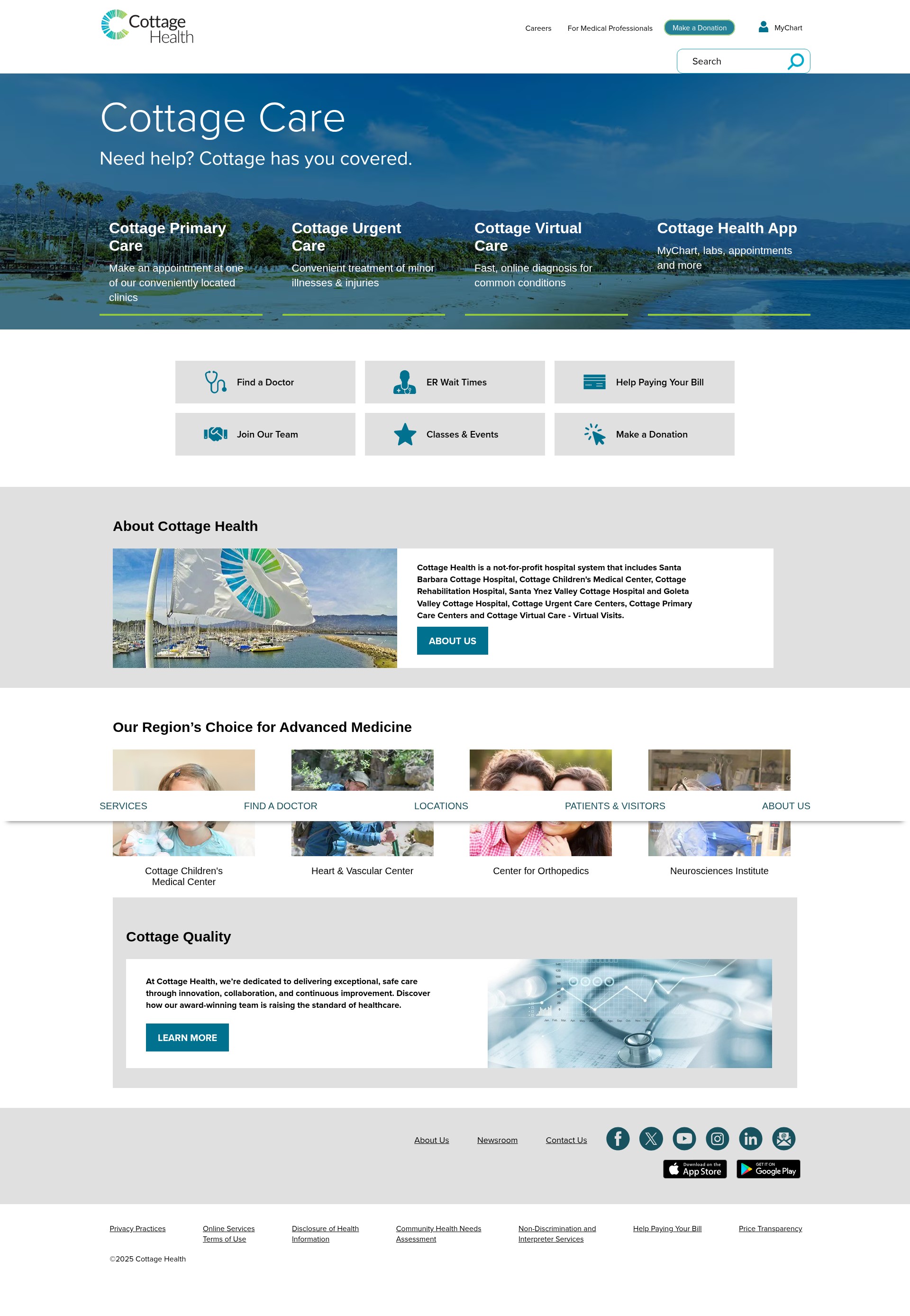 Screenshot of cottagehealth.org